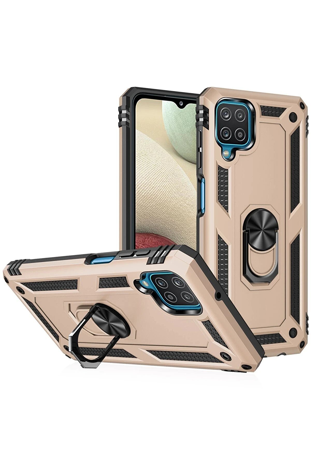 Samsung Galaxy A22 Kılıf Sofya Yüzüklü Si̇li̇kon Kapak - Gold - Dropx1247-2720