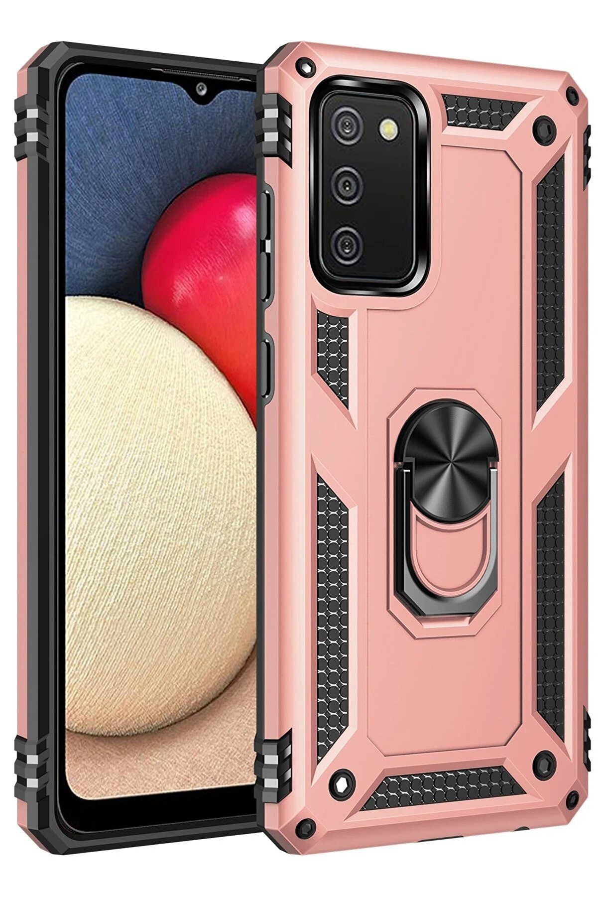 CepteToptan Samsung Galaxy A02S Kılıf Sofya Yüzüklü Silikon Kapak - Rose - DROPX1105-5372