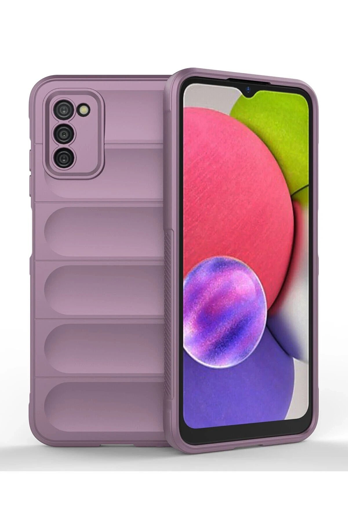 CepteToptan Samsung Galaxy A03S Kılıf Optimum Silikon - Mor - DROPX6943-7241