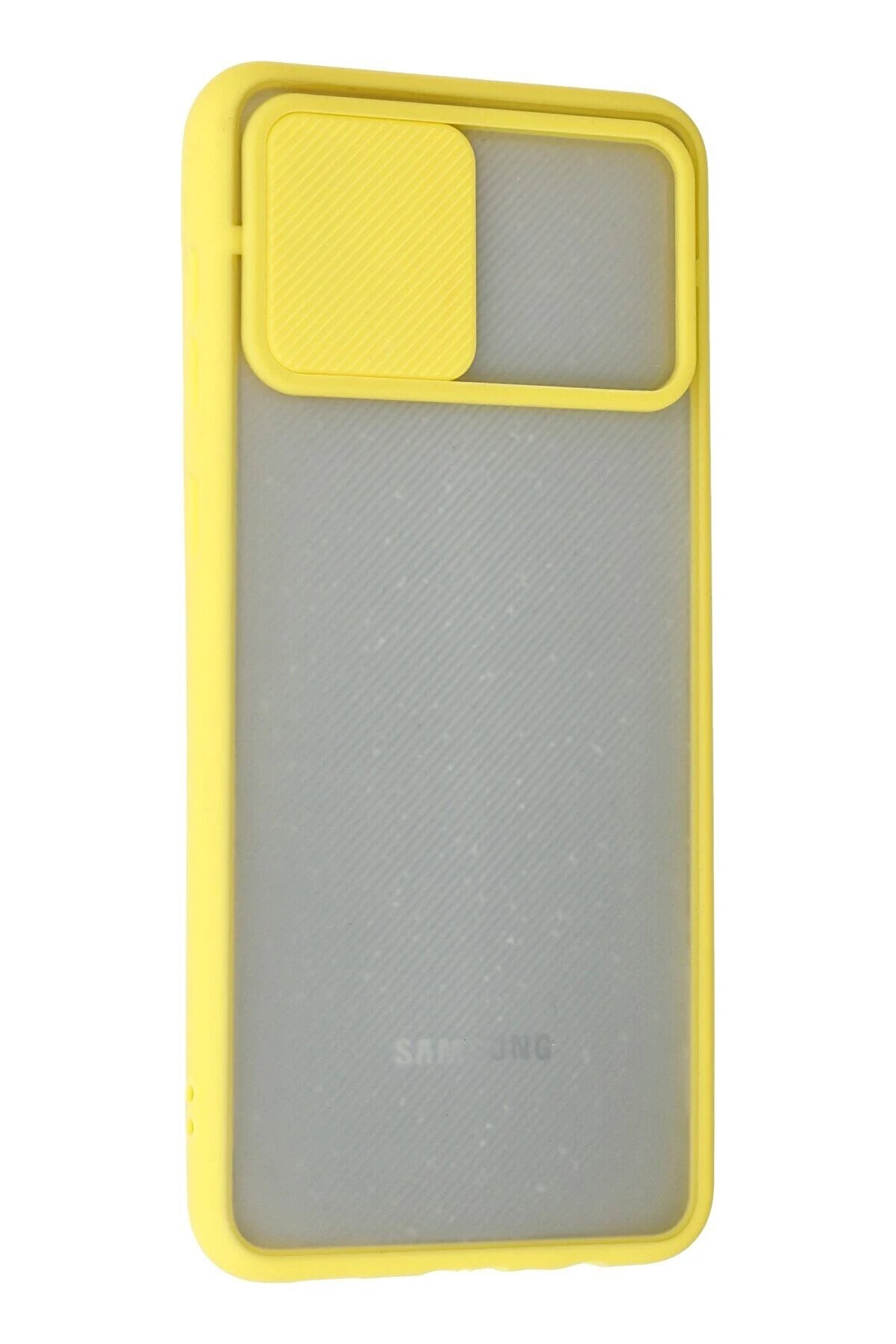 Samsung Galaxy A02 Kılıf Palm Buzlu Kamera Sürgülü Si̇li̇kon - Sarı - Dropx7532-3456