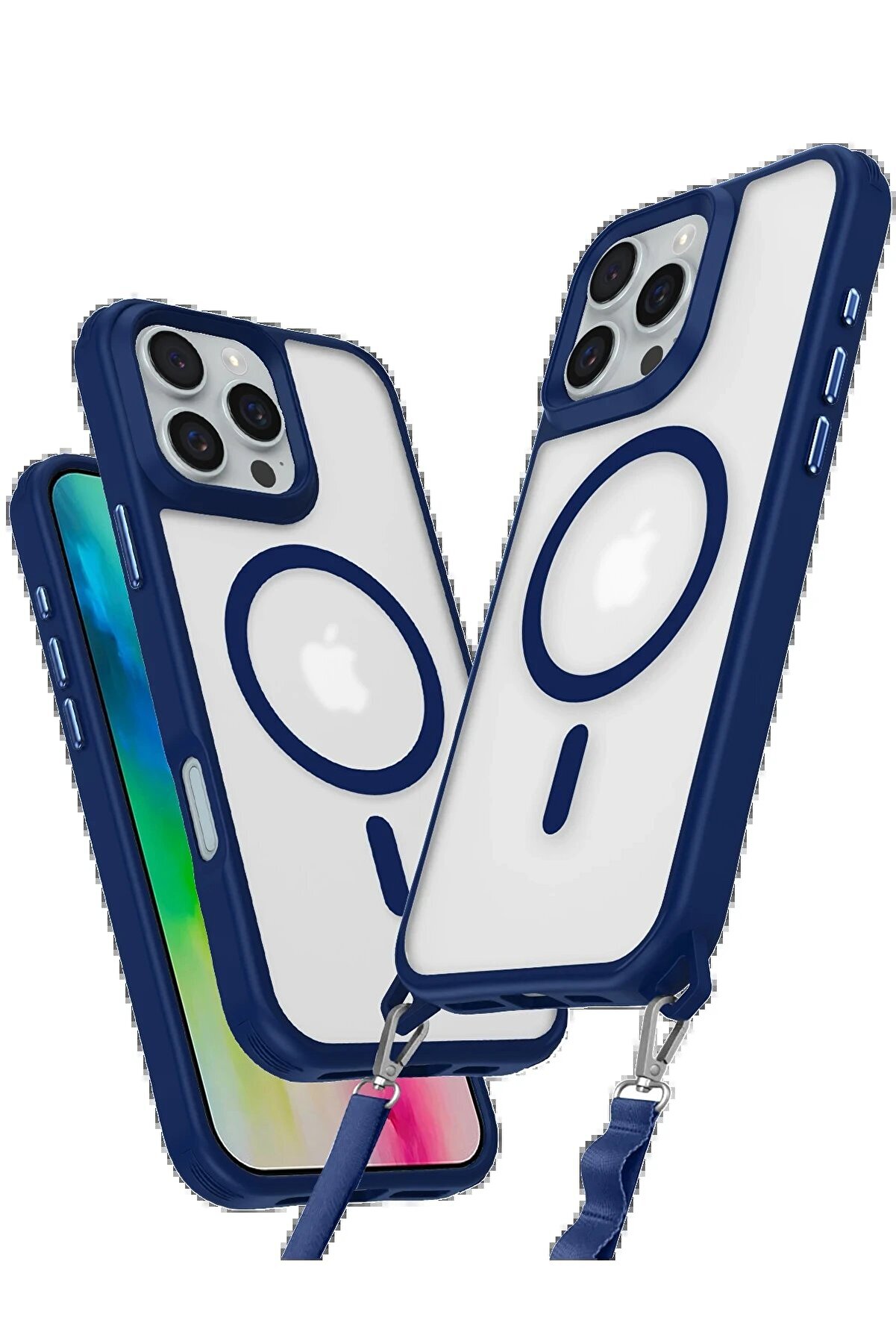 CepteToptan iPhone 16 Pro Max Kılıf Enka Magsafe Silikon Kılıf - Lacivert - DROPX8637-1731