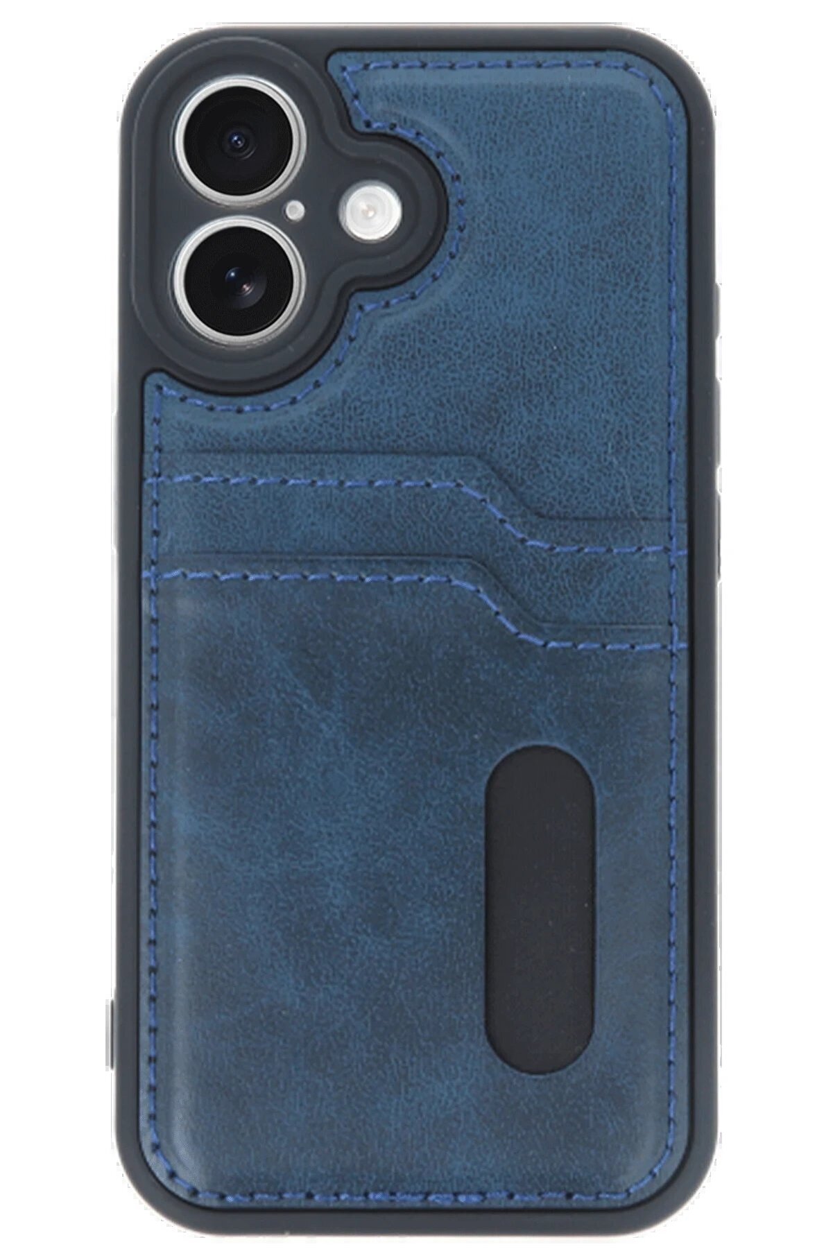 İphone 16 Kılıf Sara Kartvi̇zi̇tli̇ Deri̇ Kılıf - Laci̇vert - Dropx3959-8811