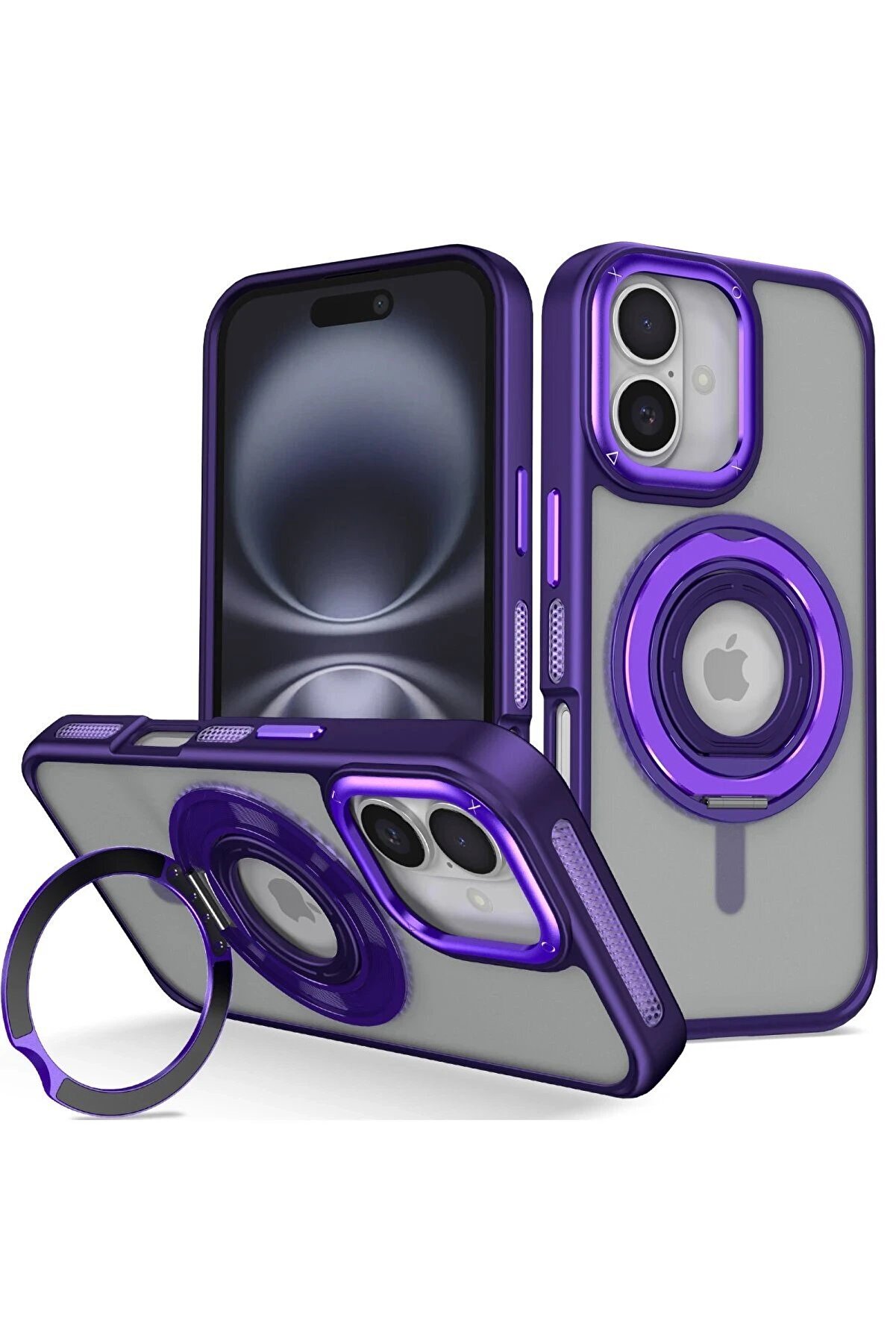 CepteToptan iPhone 16 Banza Magsafe Standlı Kapak - Derin Mor - DROPX2958-8520