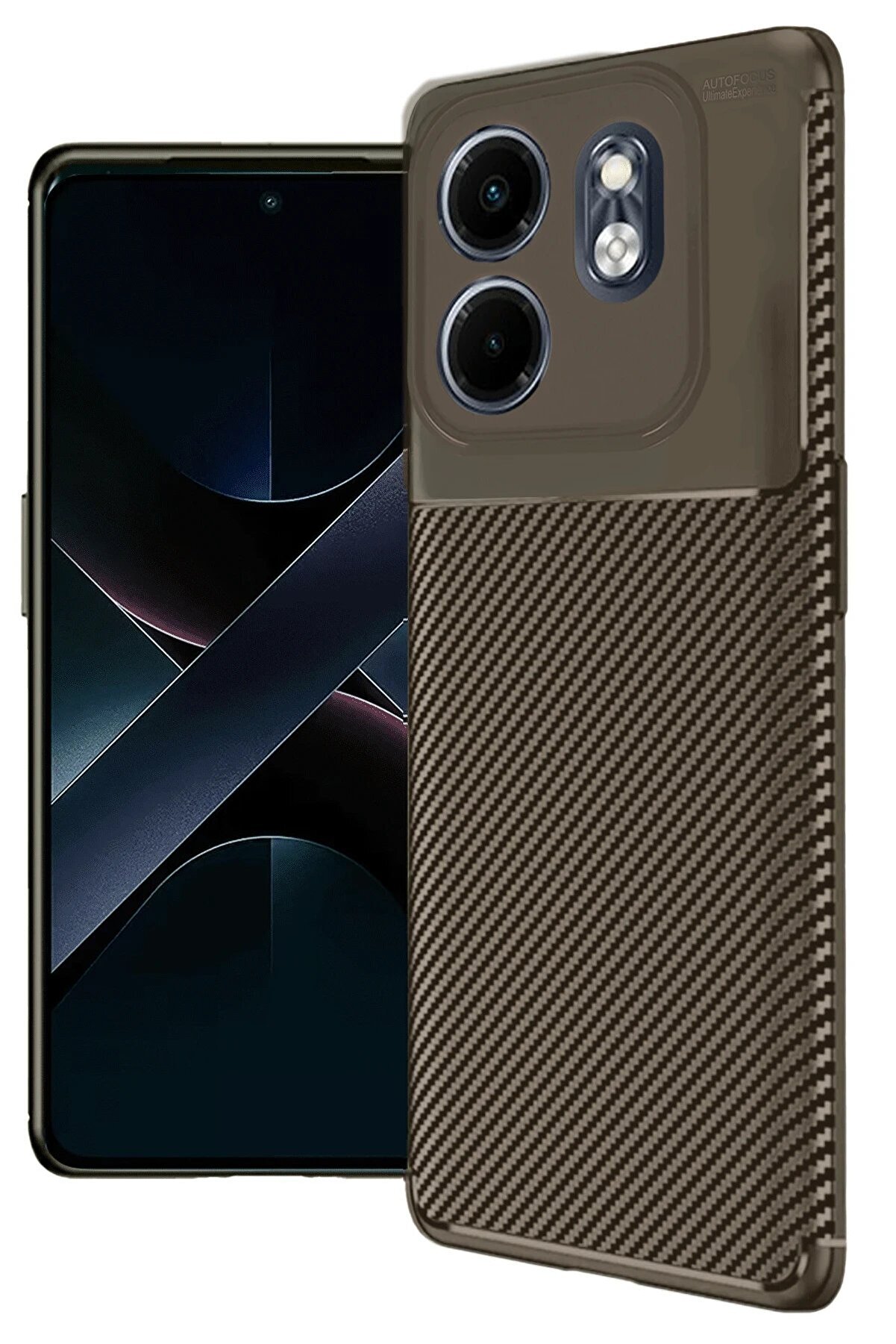 CepteToptan İnfinix Smart 9 Kılıf Auto Focus Karbon Kapak - Kahverengi - DROPX2855-4314