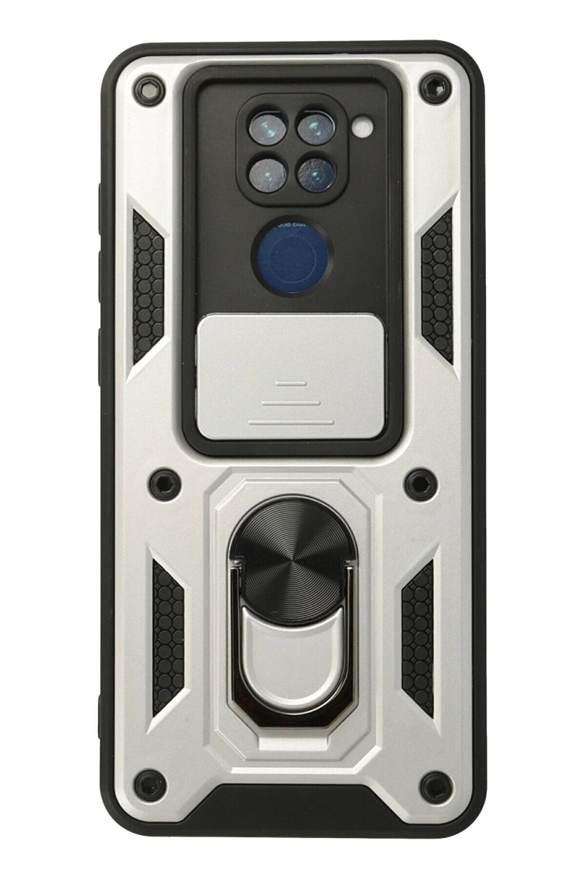 CepteToptan Xiaomi Redmi Note 9 Kılıf Pars Lens Y&uuml;z&uuml;kl&uuml; Silikon - G&uuml;m&uuml;ş - DROPX8999-6617