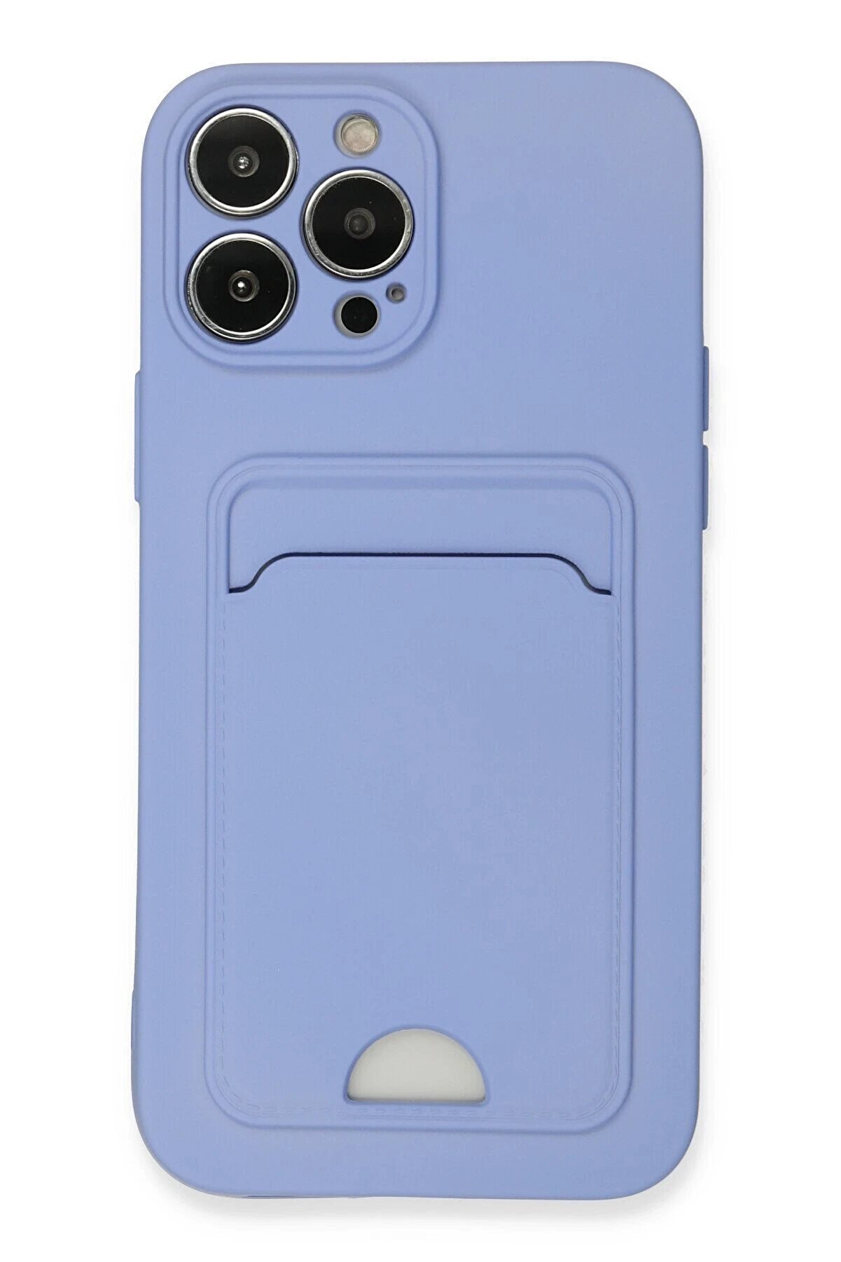 CepteToptan iPhone 13 Pro Max Kılıf Kelvin Kartvizitli Silikon - Lila - DROPX8789-4312