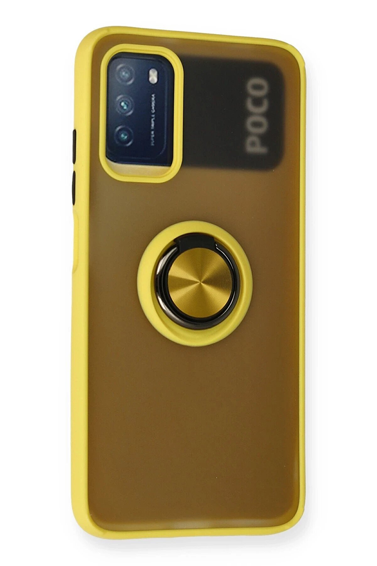Xi̇aomi̇ Redmi̇ 9T Kılıf Montreal Yüzüklü Si̇li̇kon Kapak - Sarı - Dropx5270-6833
