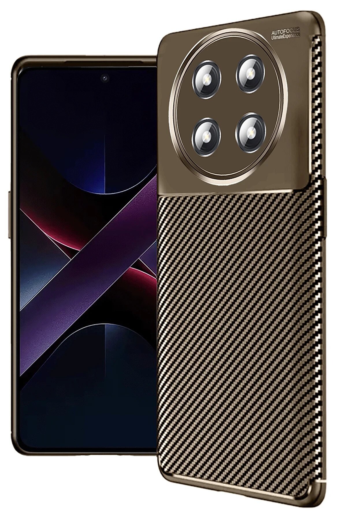 Honor Magi̇c 7 Li̇te Kılıf Auto Focus Karbon Kapak - Kahverengi̇ - Dropx6721-4826