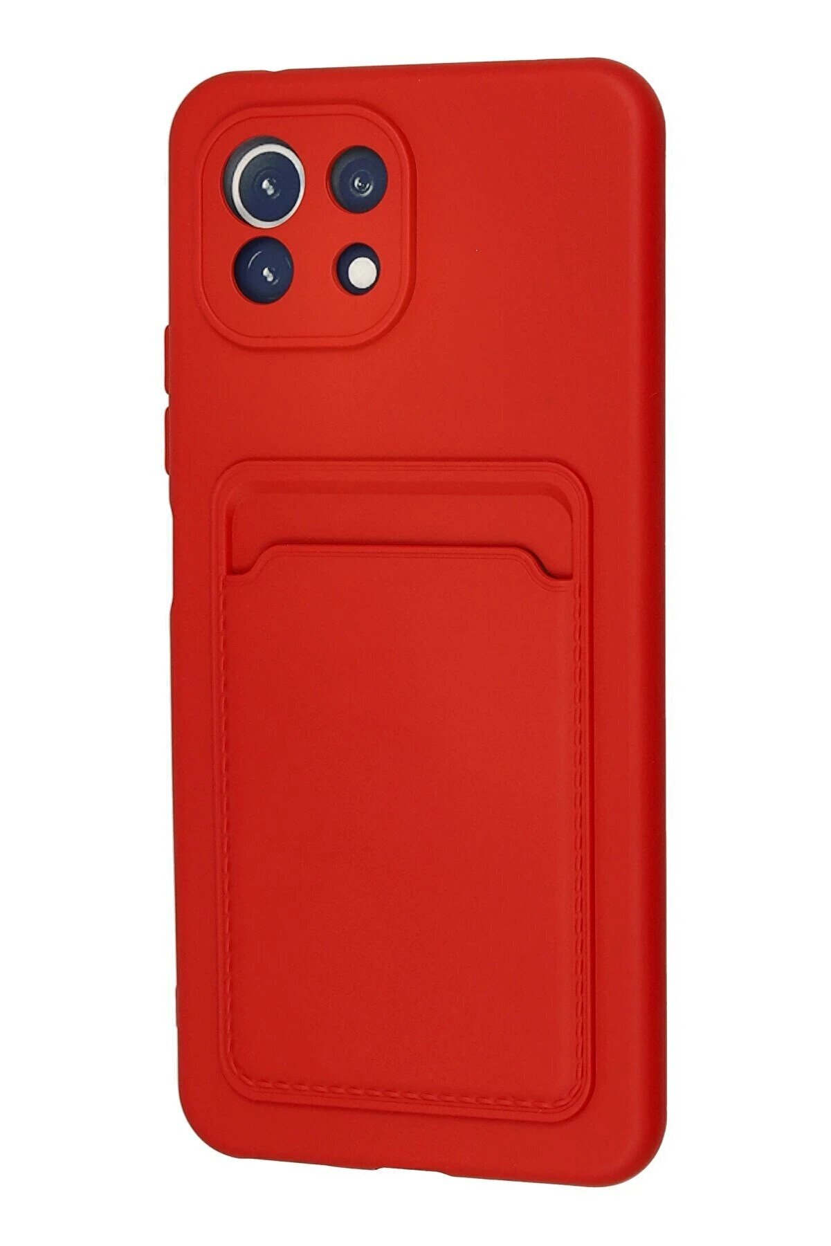 Xi̇aomi̇ Mi̇ 11 Li̇te Kılıf Kelvi̇n Kartvi̇zi̇tli̇ Si̇li̇kon - Kırmızı - Dropx8917-8540