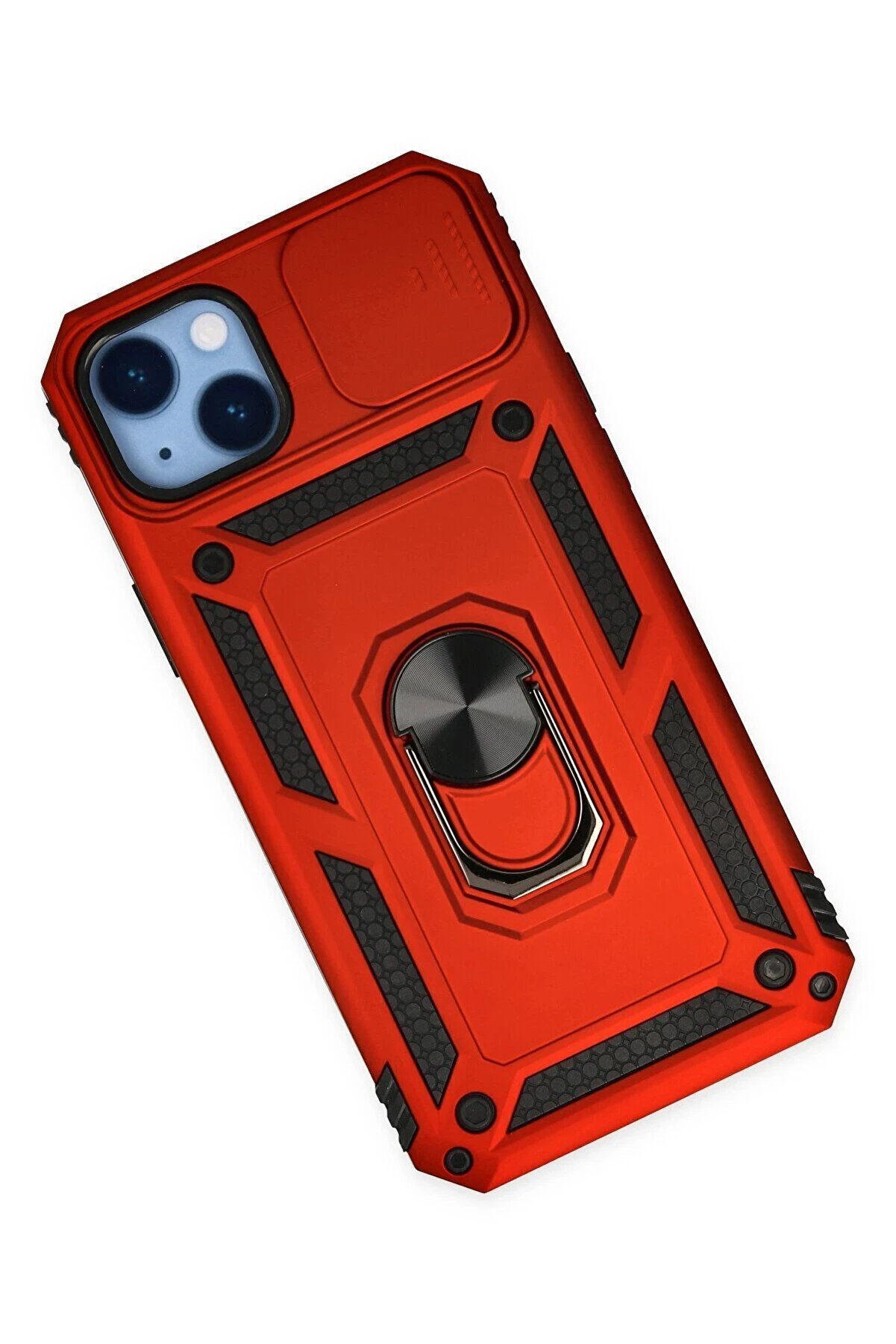 İphone 14 Plus Kılıf Pars Lens Yüzüklü Si̇li̇kon - Kırmızı - Dropx4680-4879