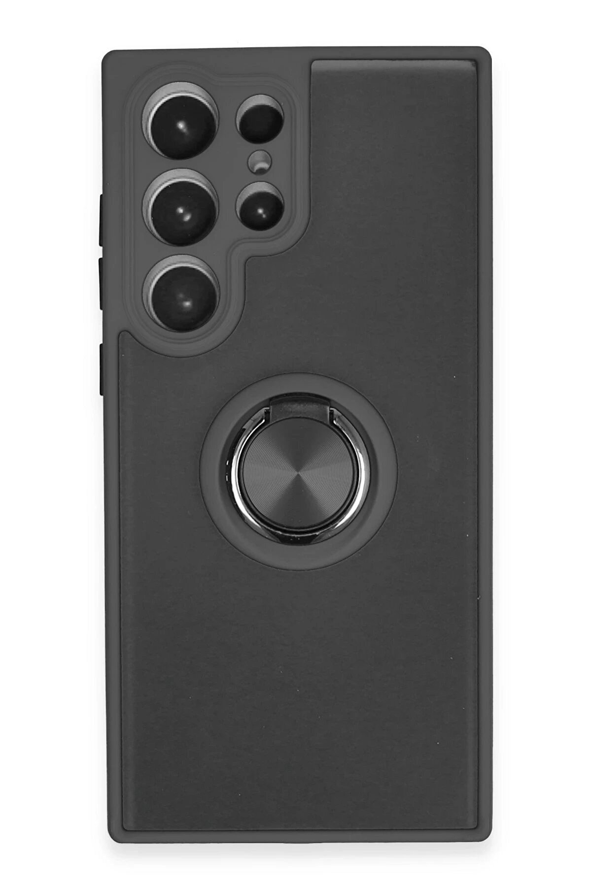 CepteToptan Samsung Galaxy S23 Ultra Kılıf Montreal Yüzüklü Silikon Kapak - Siyah - DROPX6689-5529