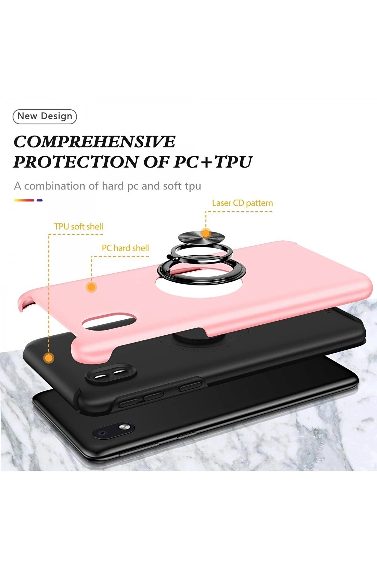 Samsung Galaxy A01 Core Kılıf Eli̇t Yüzüklü Kapak - Pembe - Dropx9079-7578