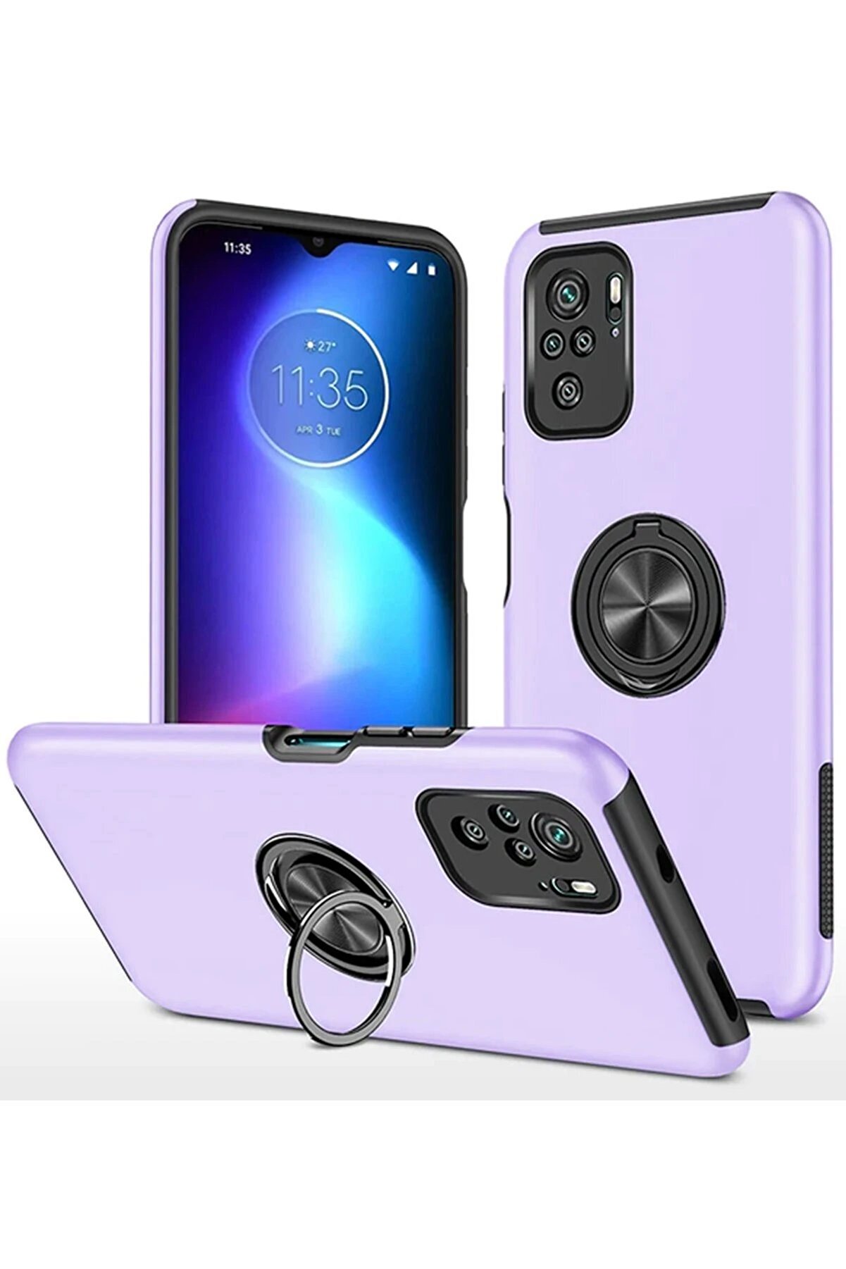 CepteToptan Xiaomi Poco F3 Kılıf Elit Yüzüklü Kapak - Mor - DROPX8138-1335