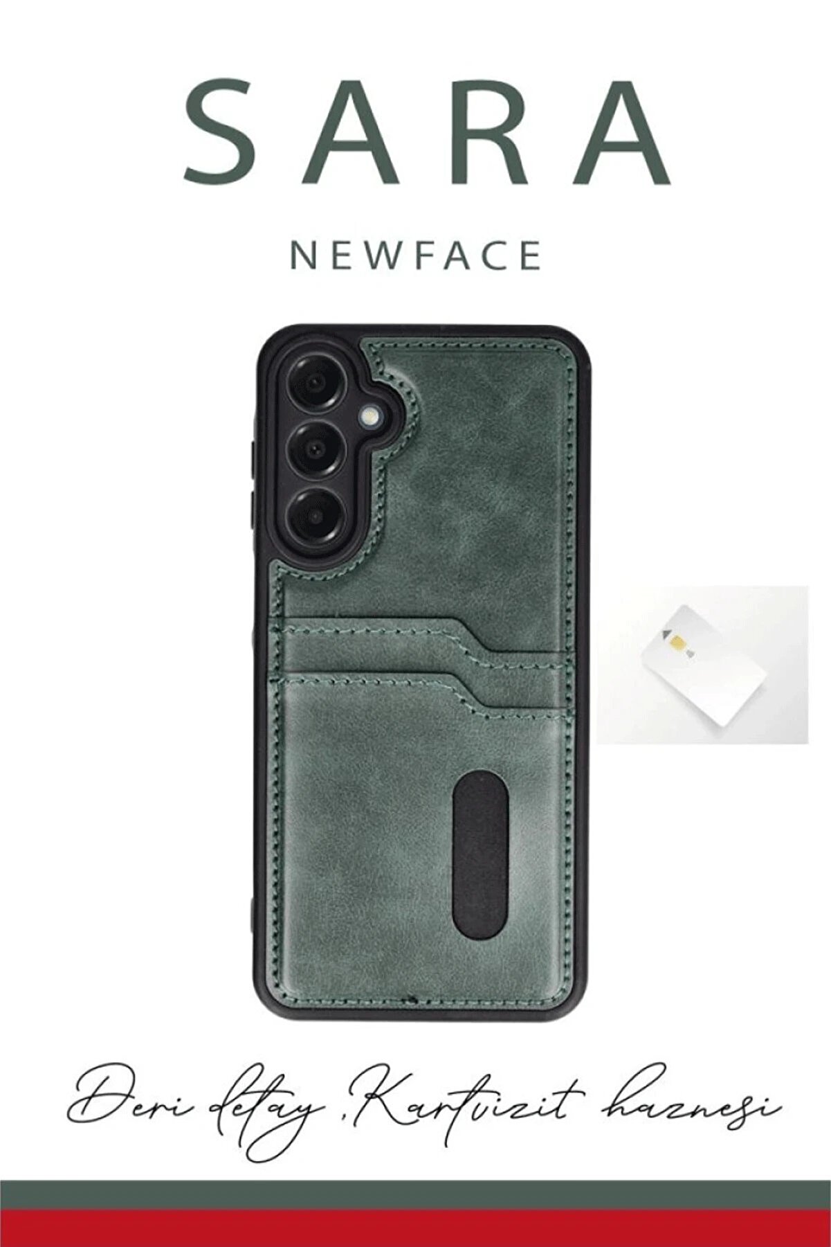 CepteToptan Samsung Galaxy A25 5G Kılıf Sara Kartvizitli Deri Kılıf - Kırmızı - DROPX7429-8350