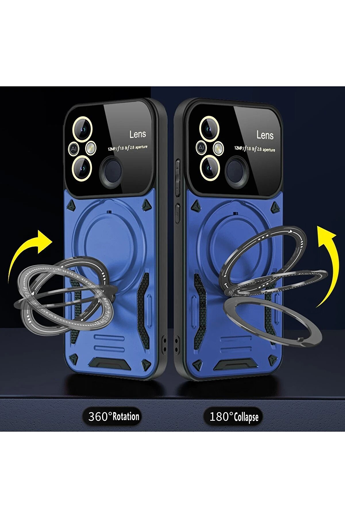 Xi̇aomi̇ Redmi̇ 12C Kılıf Joy Lens Standlı Kapak - Mor - Dropx2729-8843