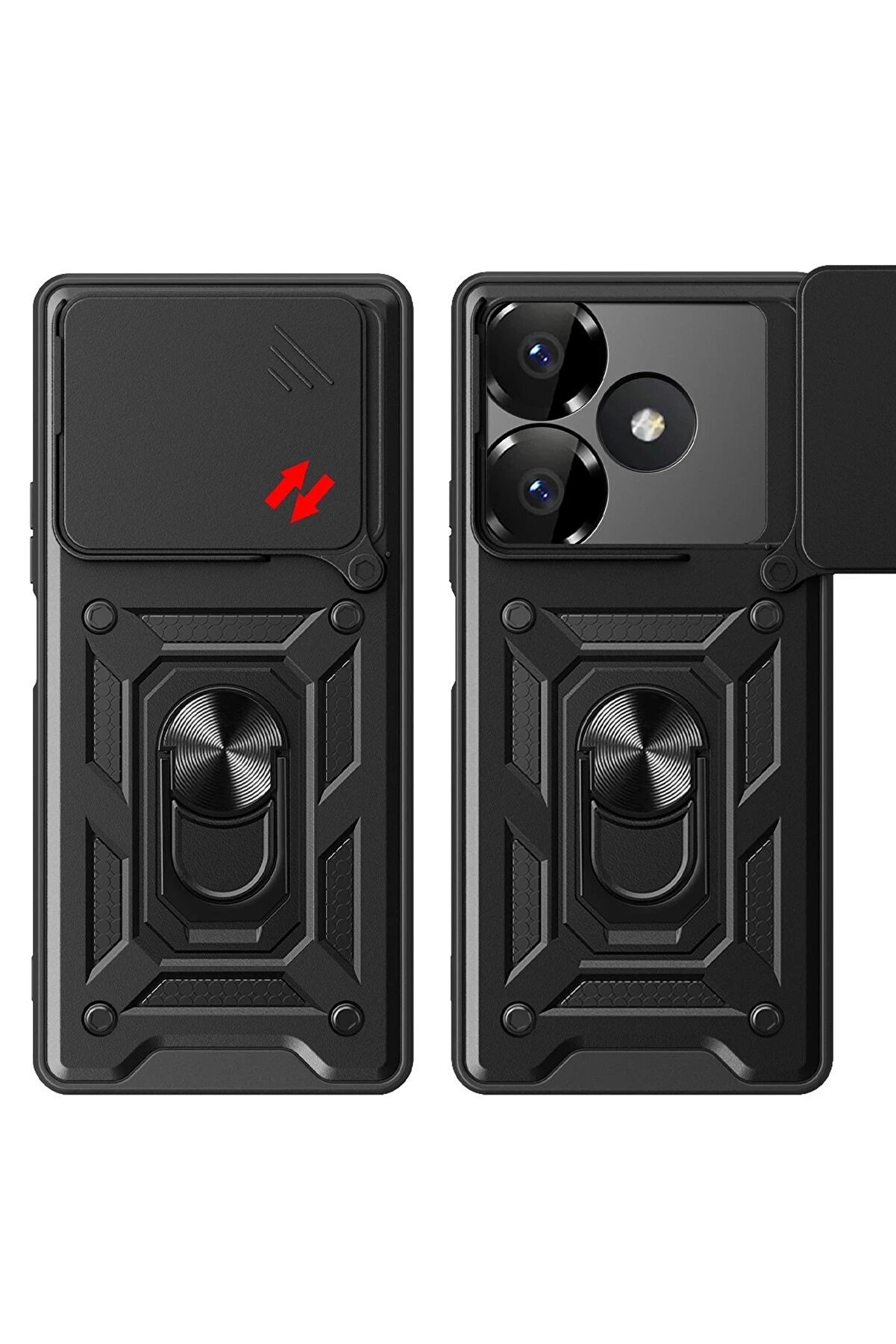 Xi̇aomi̇ Redmi̇ 13 4G Kılıf Pars Lens Yüzüklü Si̇li̇kon - Si̇yah - Dropx4186-3579