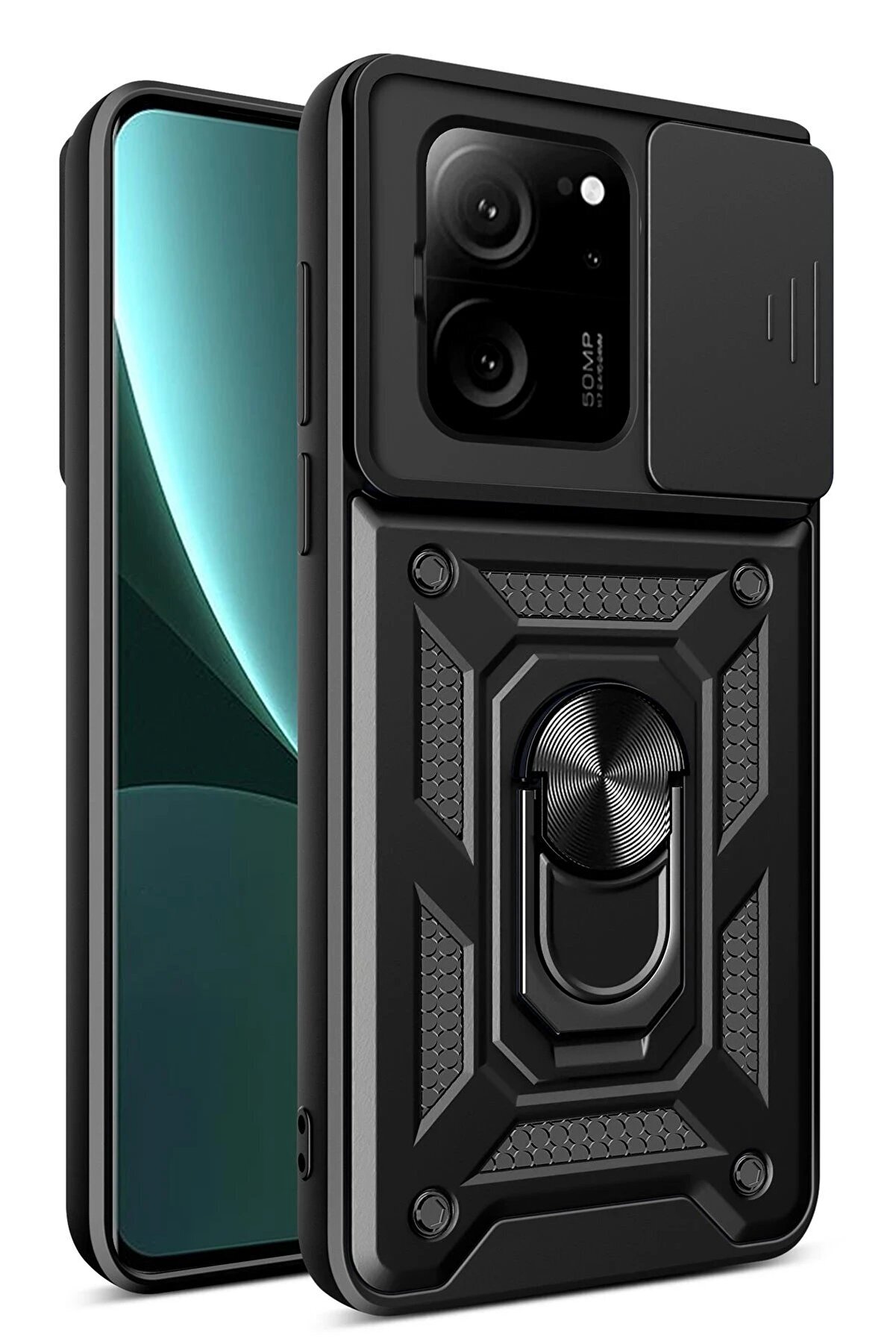 CepteToptan Xiaomi Mi 13T Pro Kılıf Pars Lens Y&uuml;z&uuml;kl&uuml; Silikon - Siyah - DROPX7325-8884