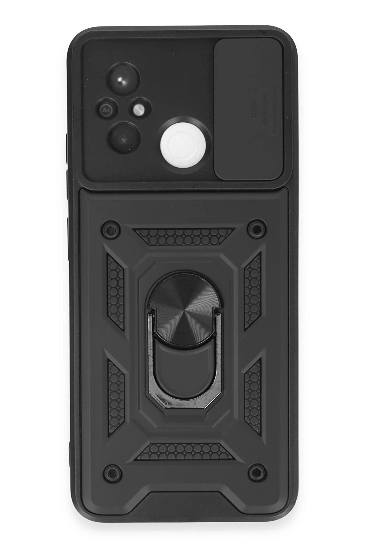 CepteToptan Xiaomi Redmi 12C Kılıf Pars Lens Yüzüklü Silikon - Siyah - DROPX8727-8503