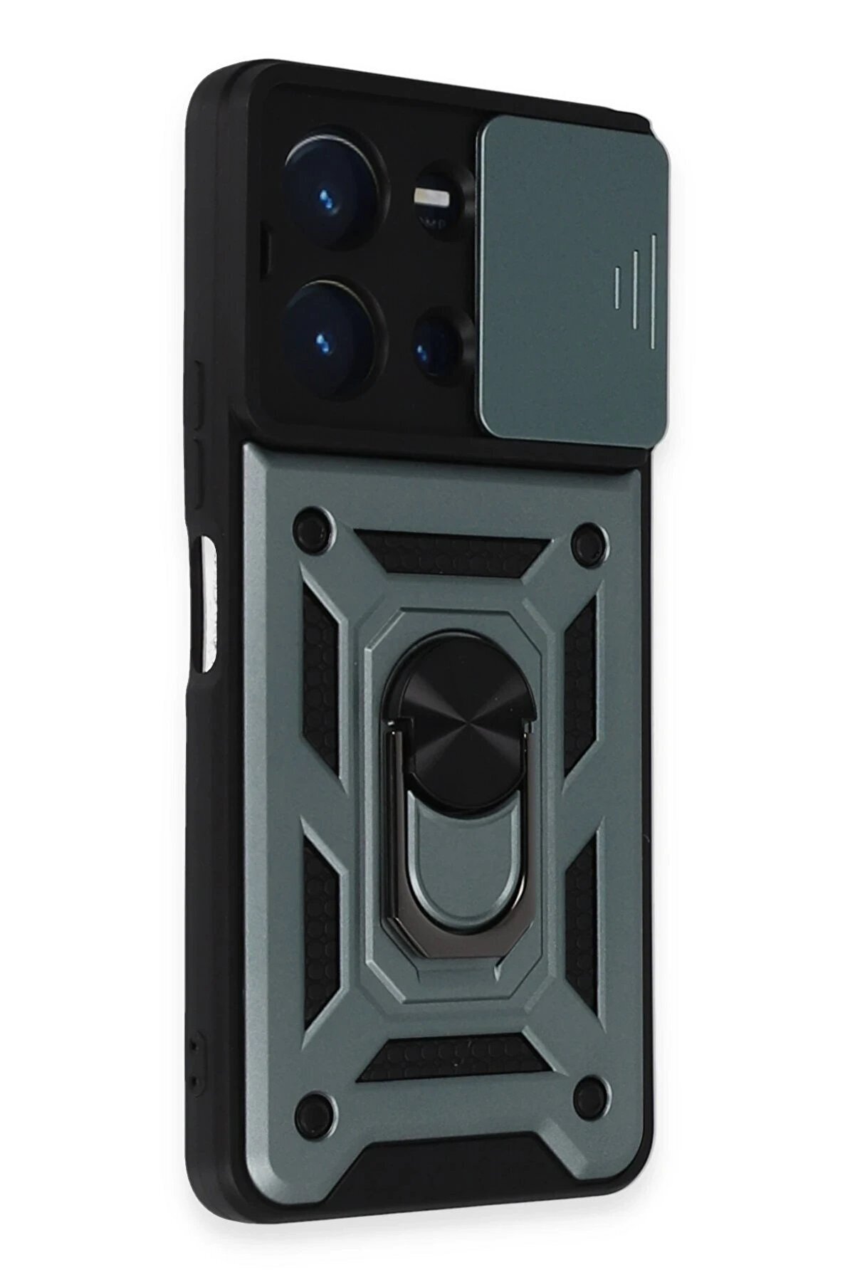 CepteToptan Vivo Y36 Kılıf Pars Lens Yüzüklü Silikon - Yeşil - DROPX1174-6275