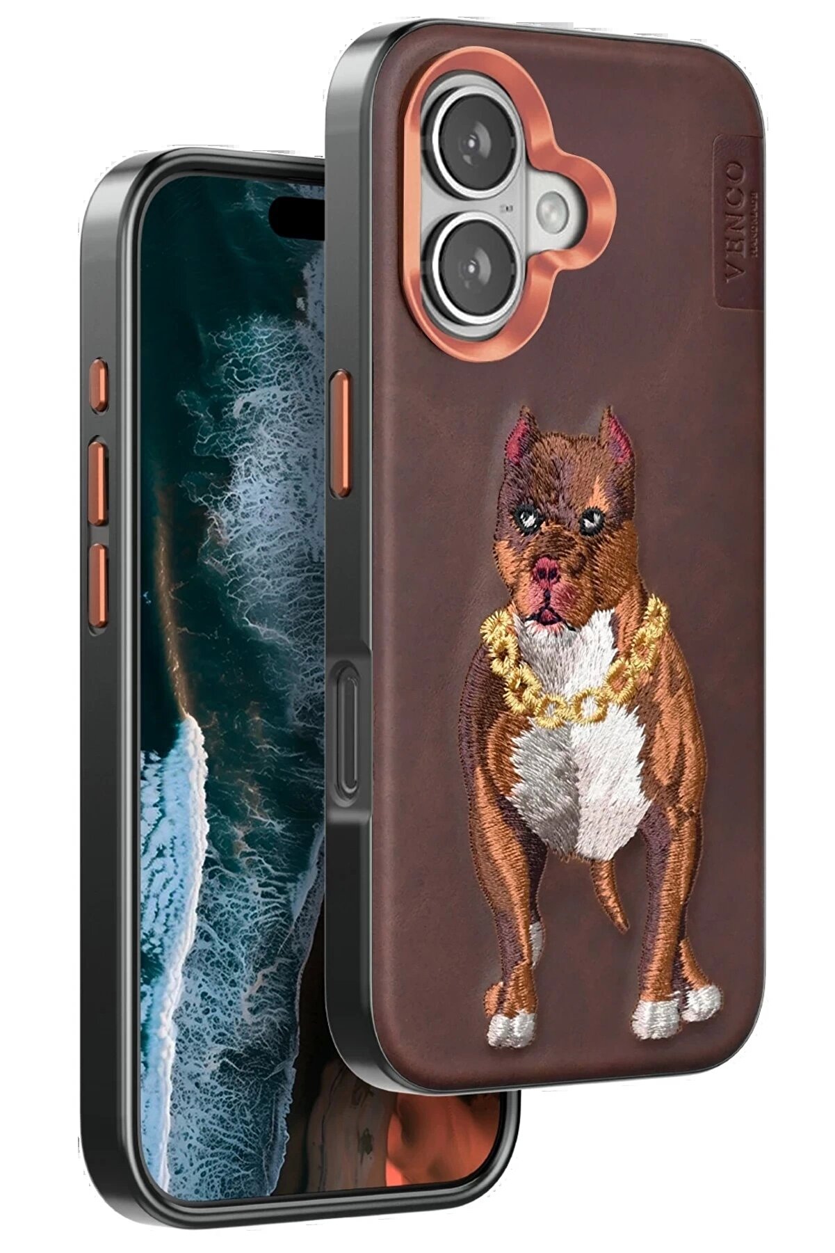 venco iPhone 16 Perma Desenli Kapak - Kahverengi