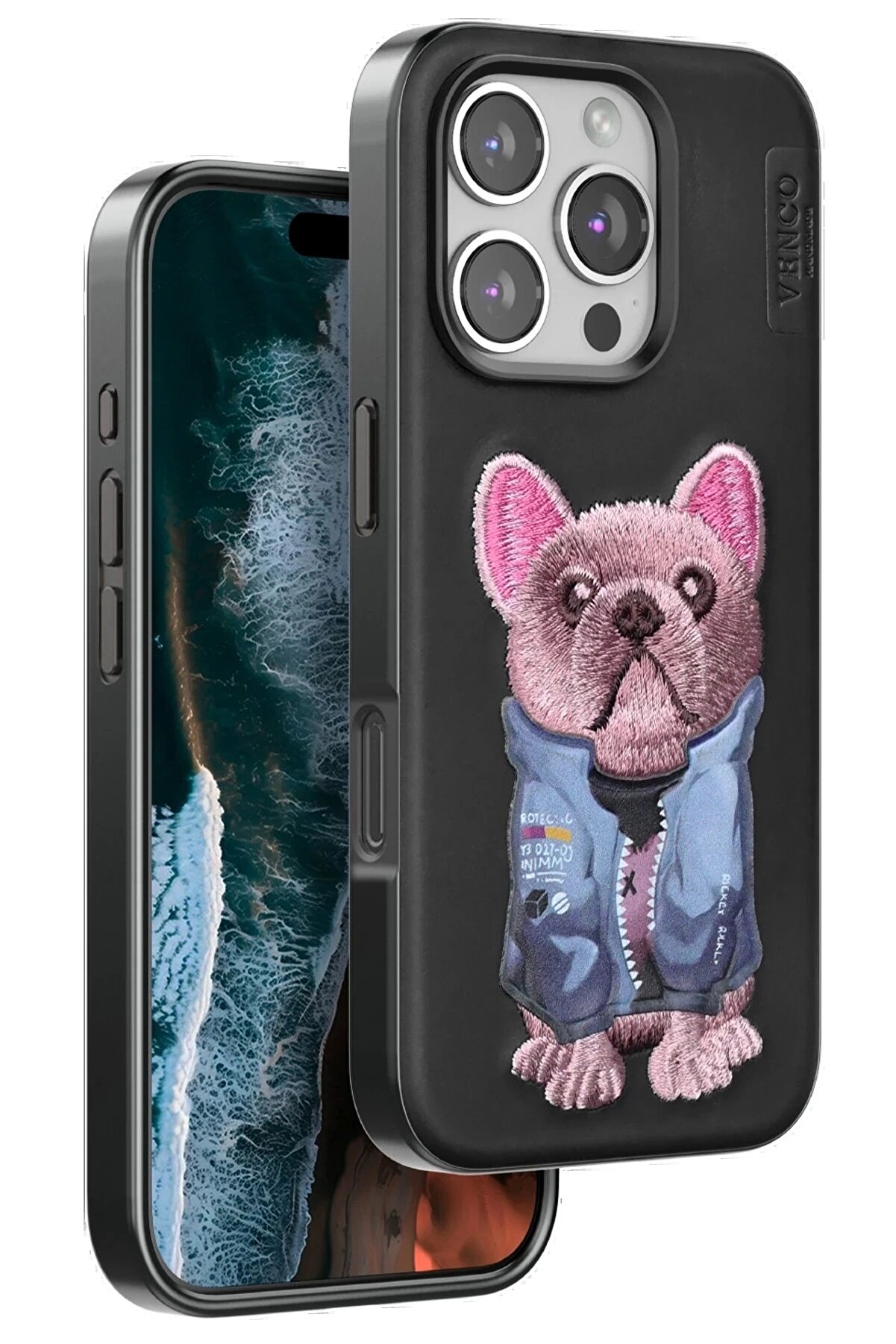 venco iPhone 16 Pro Cute Desenli Kapak - Siyah