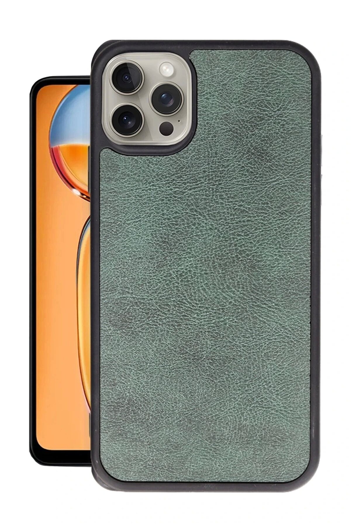 Toptan Bulurum iPhone 14 Pro Kılıf Aras Deri Kapak - Koyu Yeşil - DROPX7198-8159