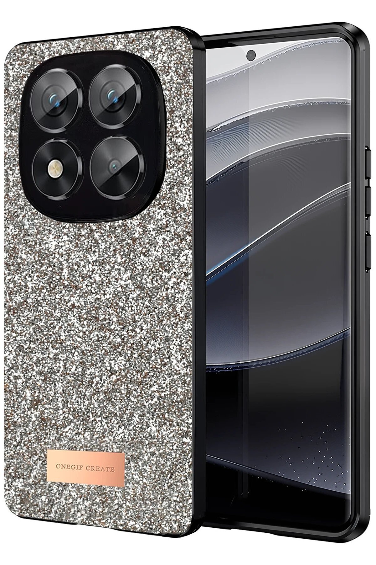 CepteToptan Xiaomi Redmi Note 14 Pro 5G Bright Simli Kapak - Gold - DROPX3048-8189