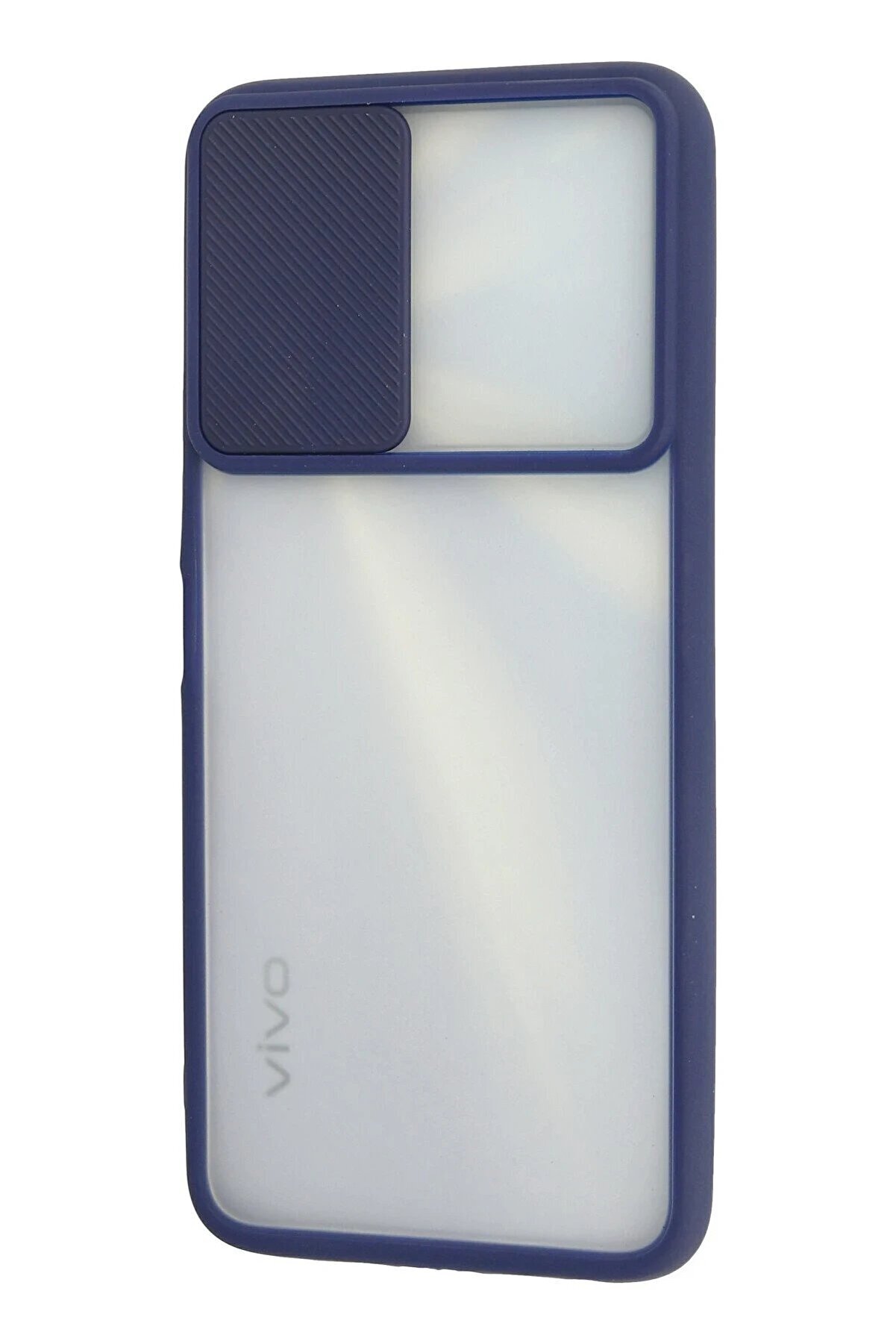 Vi̇vo Y11S Kılıf Palm Buzlu Kamera S&uuml;rg&uuml;l&uuml; Si̇li̇kon - Laci̇vert - Dropx8797-5719