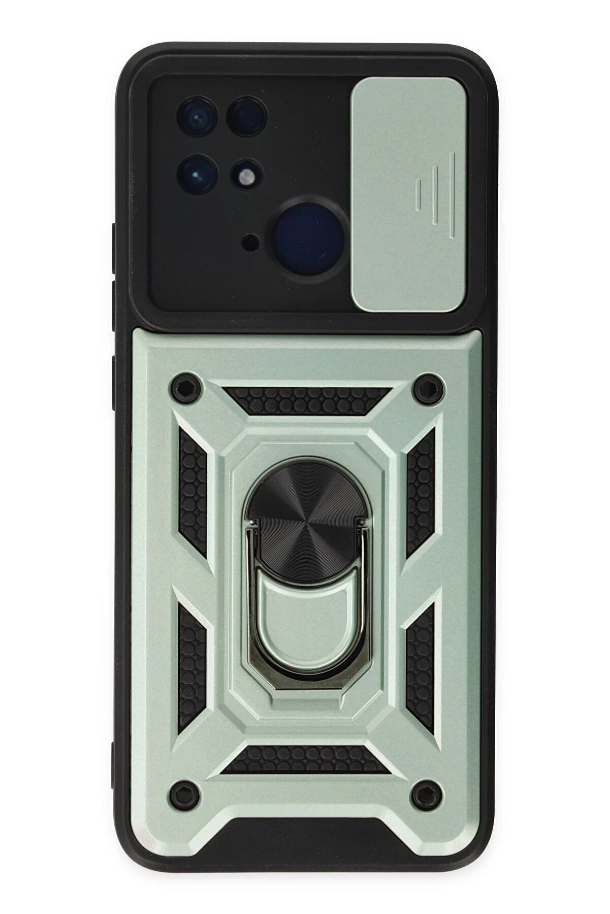 CepteToptan Xiaomi Redmi 10C Kılıf Pars Lens Yüzüklü Silikon - Yeşil - DROPX3020-5844