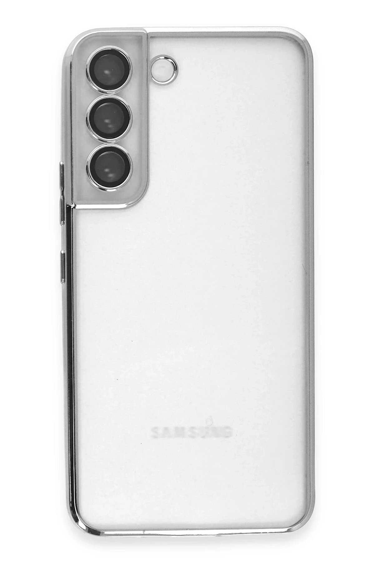 Samsung Galaxy S22 Kılıf Lensli̇ Si̇li̇kon - G&uuml;m&uuml;ş - Dropx3833-9465