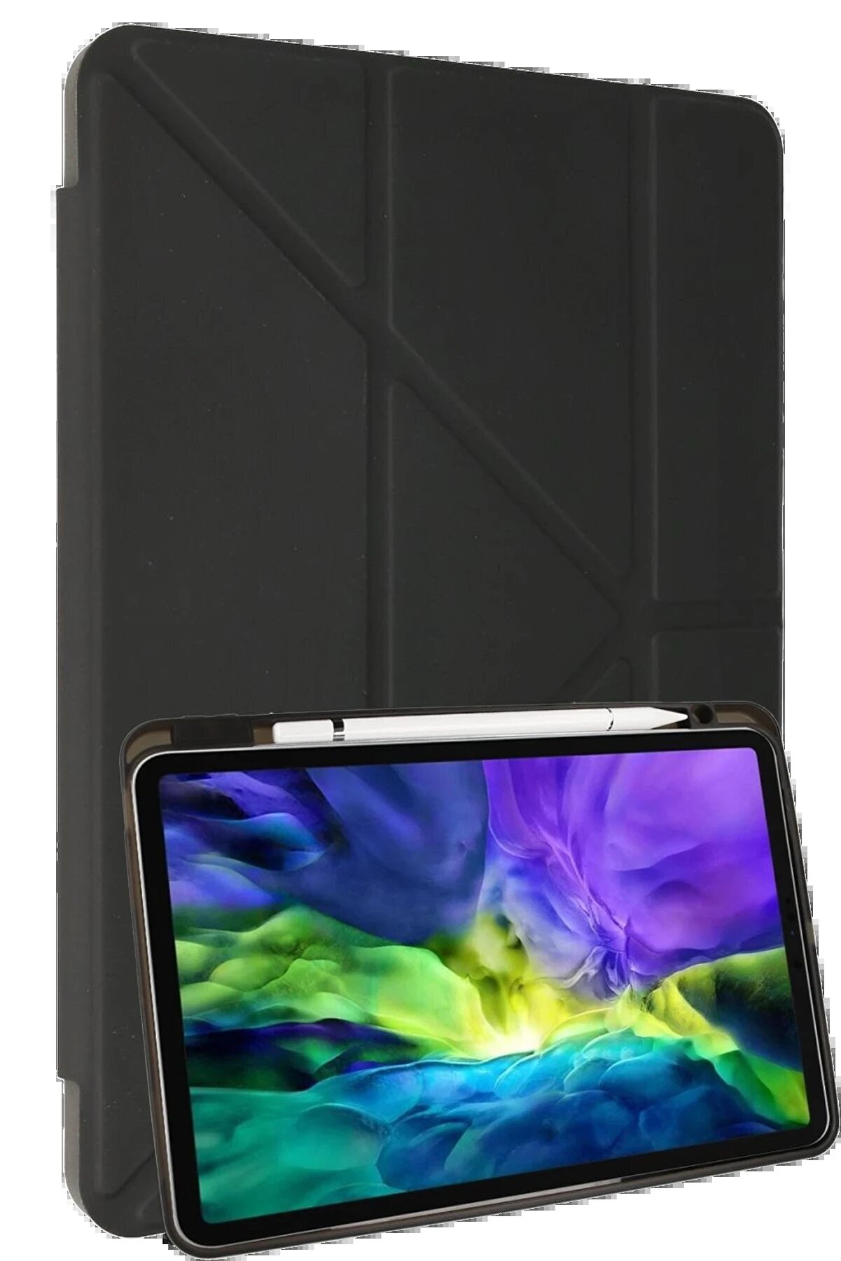 CepteToptan iPad Air 4 10.9 Kılıf Kalemlikli Mars Tablet Kılıfı - Koyu Gri - DROPX7393-4245
