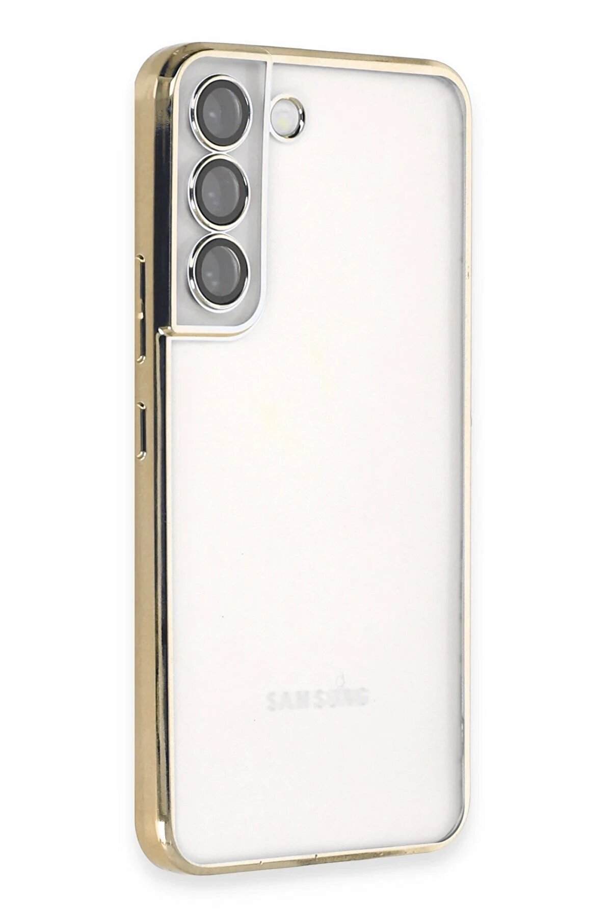 CepteToptan Samsung Galaxy S22 Kılıf Lensli Silikon - Gold - DROPX4472-2502