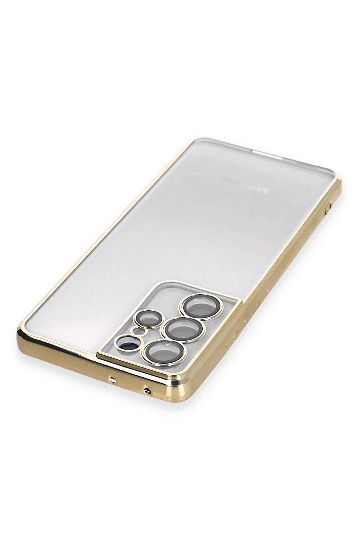 Samsung Galaxy S21 Ultra Kılıf Lensli̇ Si̇li̇kon - Gold - Dropx5807-8832