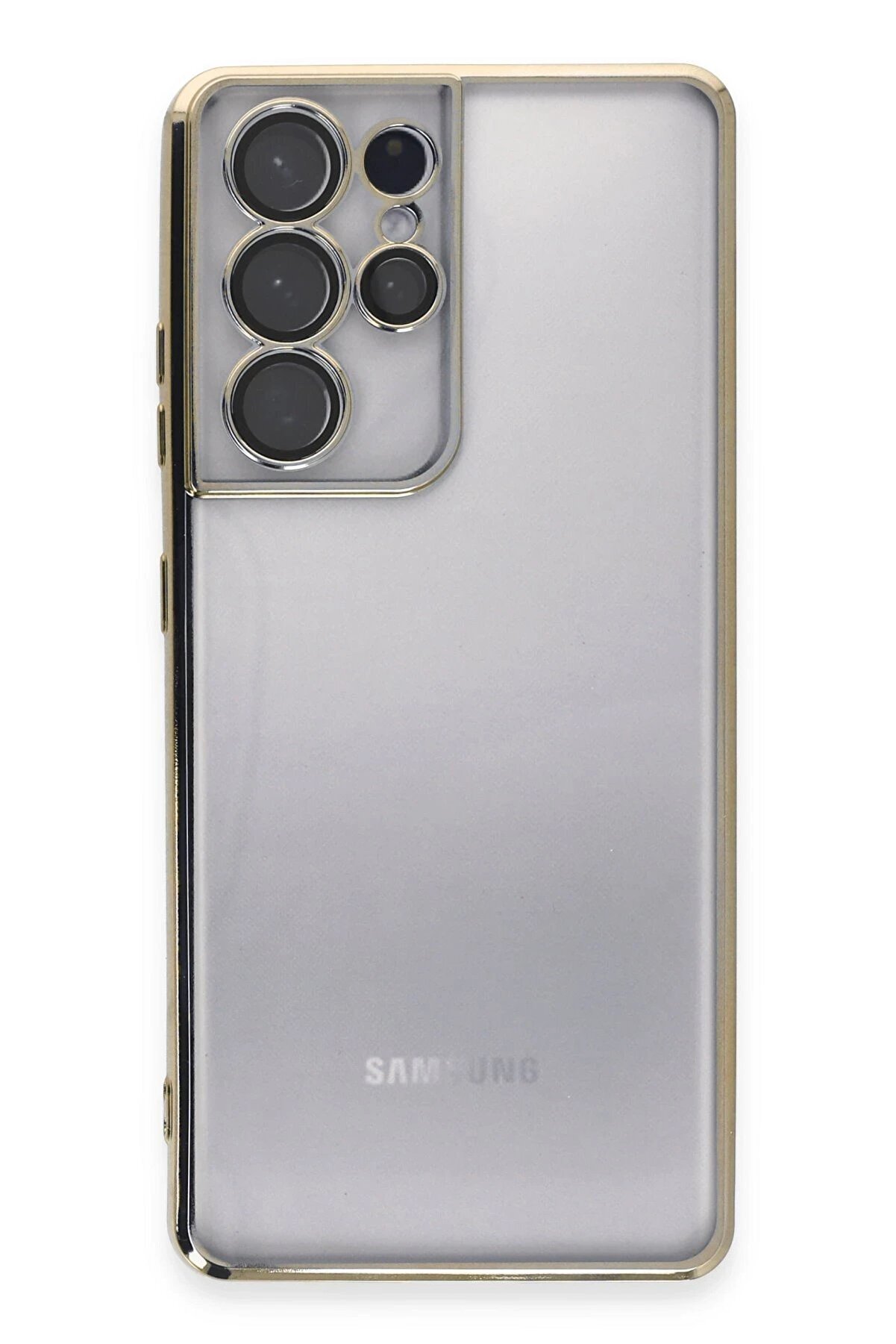 Samsung Galaxy S21 Ultra Kılıf Lensli̇ Si̇li̇kon - Gold - Dropx5807-8832