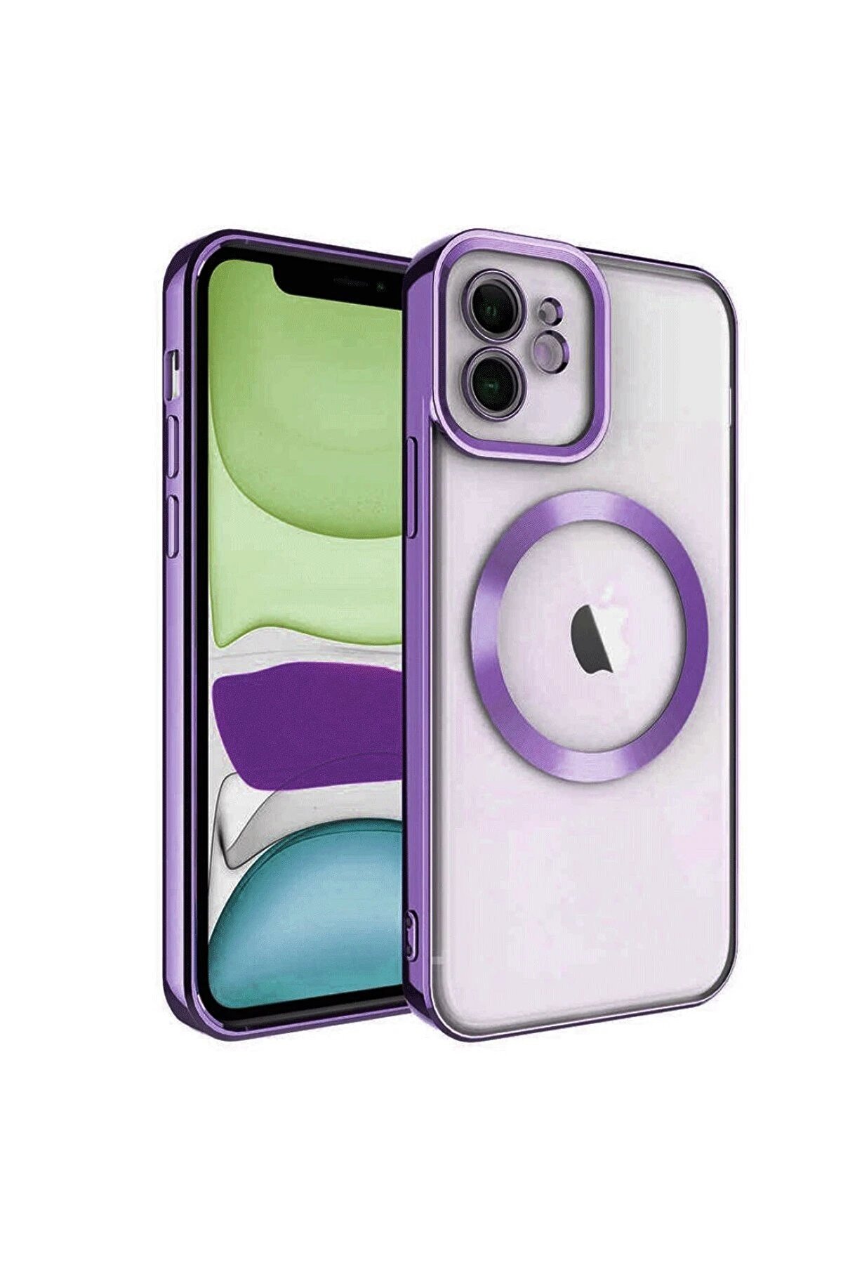 CepteToptan iPhone 12 Kılıf Kross Magneticsafe Kapak - Mor - DROPX8221-1638