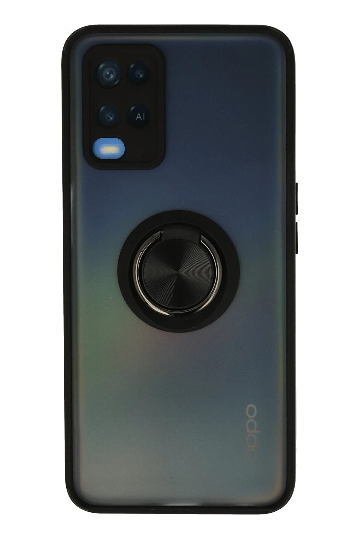 CepteToptan Oppo A54 4G Kılıf Montreal Yüzüklü Silikon Kapak - Siyah - DROPX6248-1555