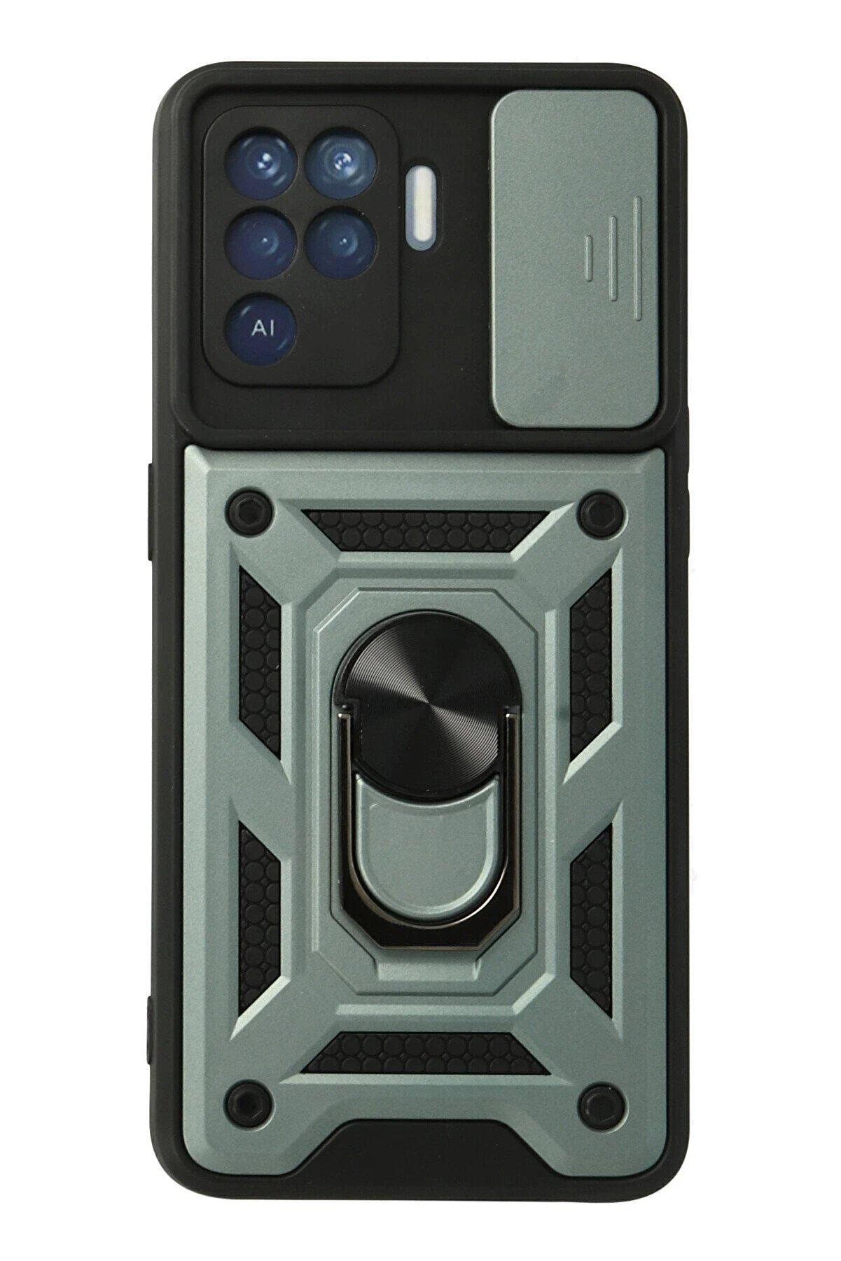 CepteToptan Oppo Reno 5 Lite Kılıf Pars Lens Yüzüklü Silikon - Yeşil - DROPX2545-5384