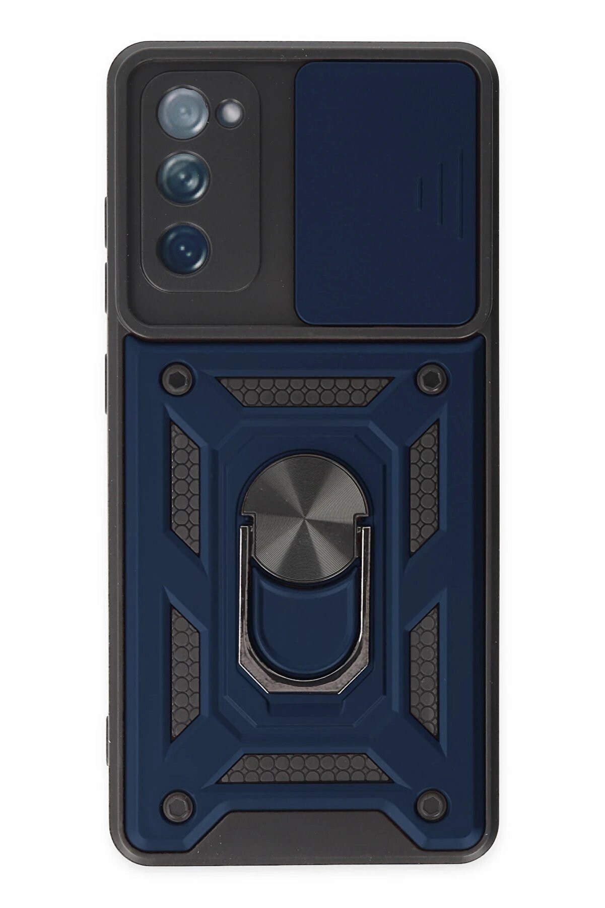 CepteToptan Samsung Galaxy S20 FE Kılıf Pars Lens Yüzüklü Silikon - Lacivert - DROPX2866-1777