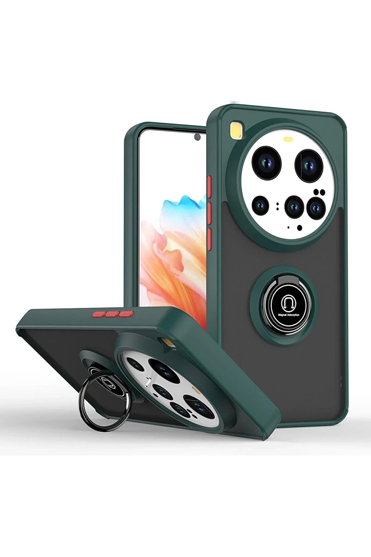 CepteToptan Xiaomi Mi 15 Ultra Kılıf Montreal Yüzüklü Silikon Kapak - Yeşil - DROPX4294-2830