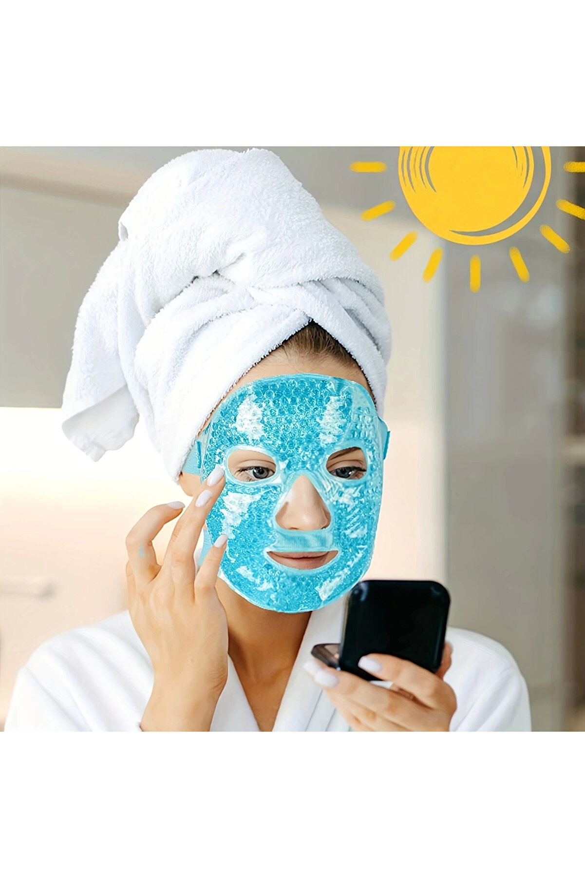 Terapi̇ Jel Yüz Maskesi̇ Soğuk Ve Sıcak Boncuklu Ayarlanabi̇li̇r Maske (Mavi̇)