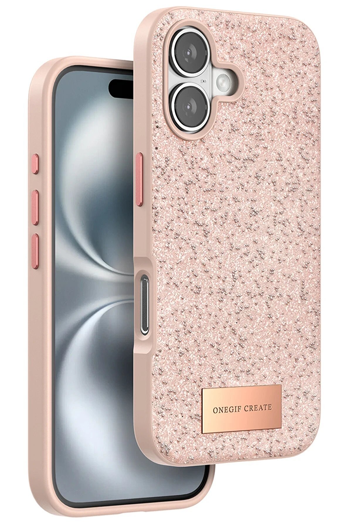 nerede bulurum iPhone 16 Bright Simli Kapak - Pembe