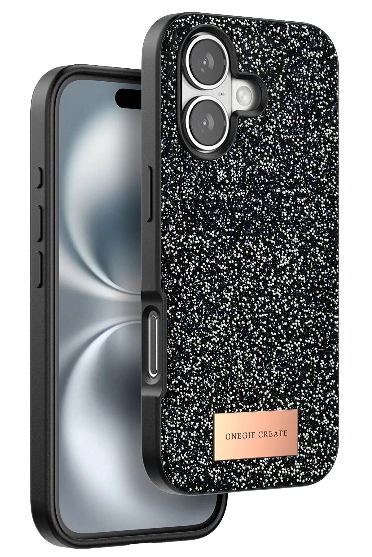 nerede bulurum iPhone 16 Plus Bright Simli Kapak - Siyah