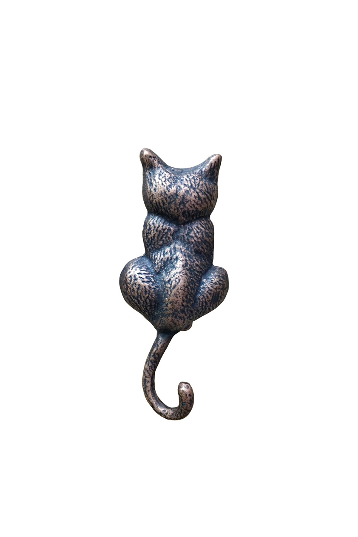 evimdeyokyok Antika Tarz Dekoratif Pirinç Kedi Sırt Kapı Tokmağı, Taktak - 160x65mm, Oksit