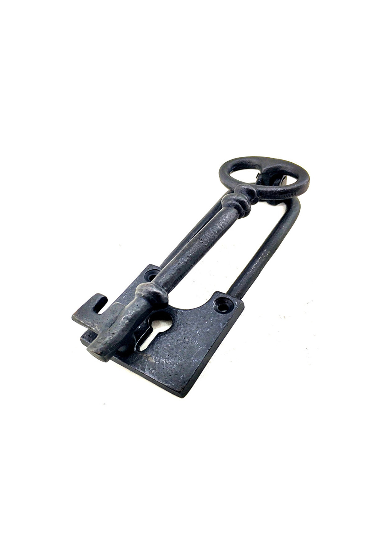evimdeyokyok Antika Tarz Dekoratif Pirinç Anahtar Kapı Tokmağı, Taktak - 170x60mm, Oksit