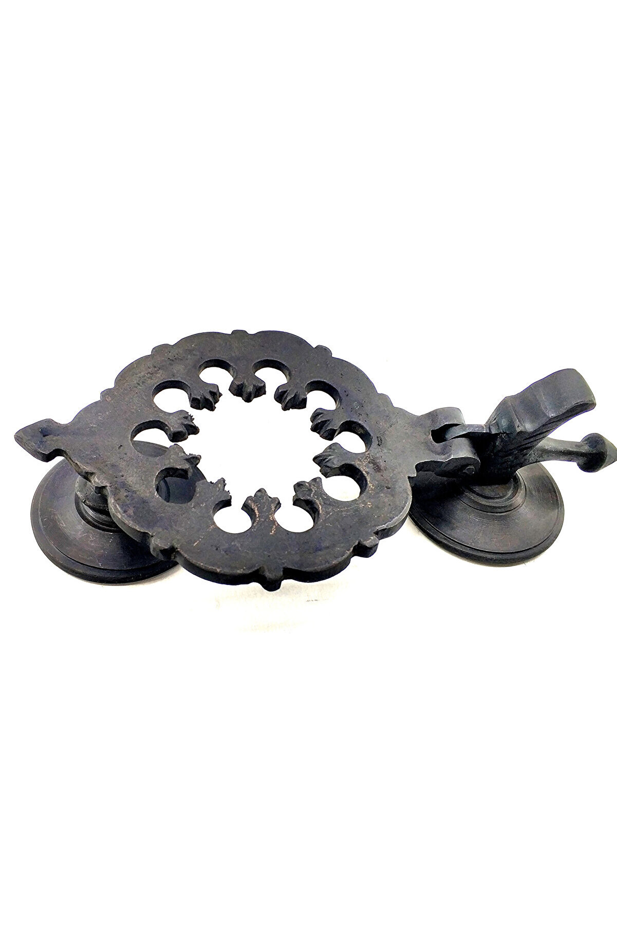 evimdeyokyok Antika Tarz Dekoratif Pirinç Osmanlı Kapı Tokmağı, Taktak - 265x75mm, Oksit