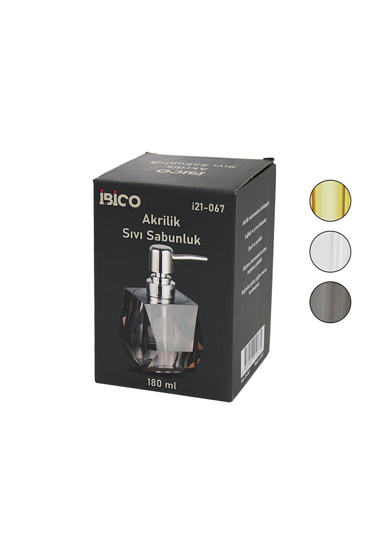 Go İthalat Tombul Kare - Pri̇zma Şeffaf - Renkli̇ Akri̇li̇k - Mi̇ka Kri̇stal Sıvı Sabunluk 180Ml