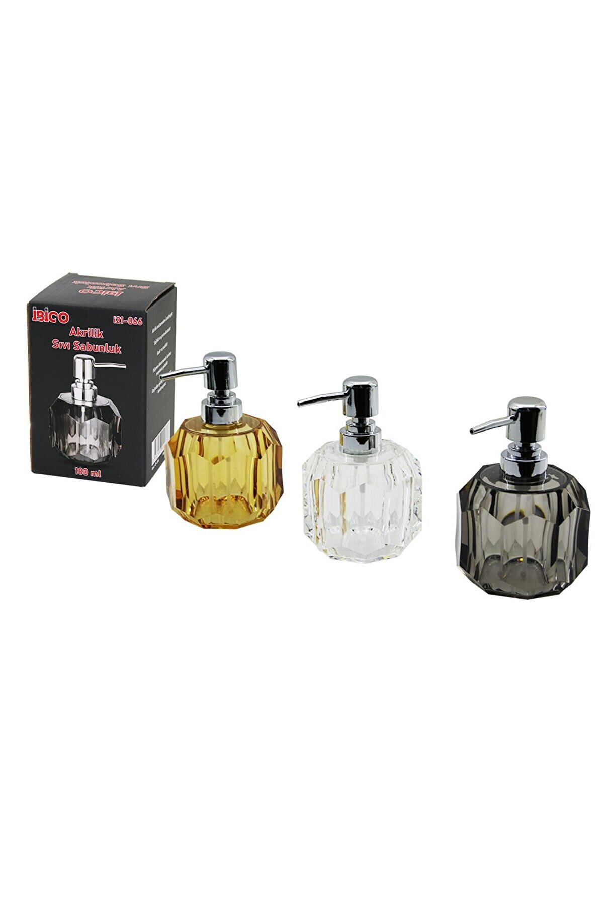 Go İthalat Tombul Yuvarlak - Pri̇zma Şeffaf - Renkli̇ Akri̇li̇k - Mi̇ka Kri̇stal Sıvı Sabunluk 180Ml