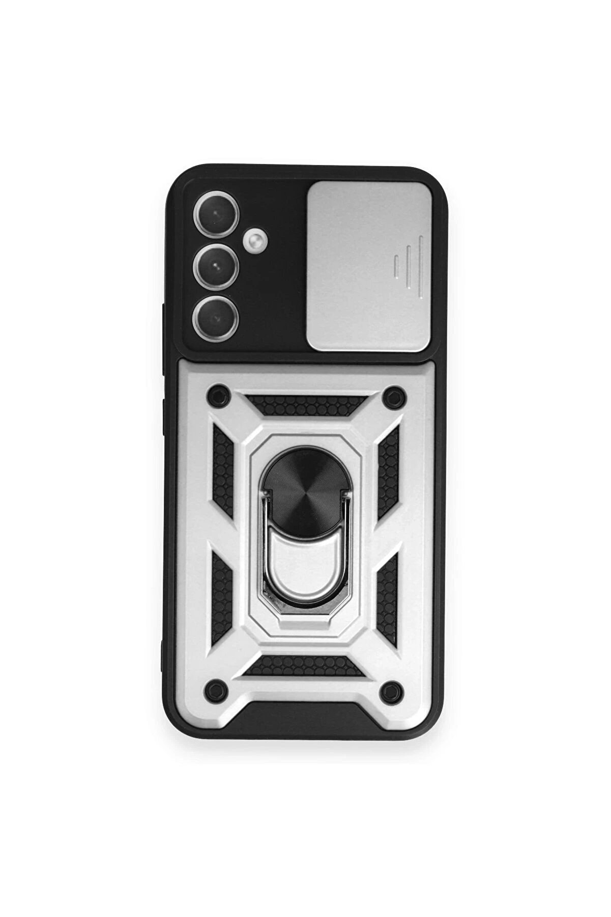 CepteToptan Samsung Galaxy A54 5G Kılıf Pars Lens Yüzüklü Silikon - Gümüş - DROPX2076-7626