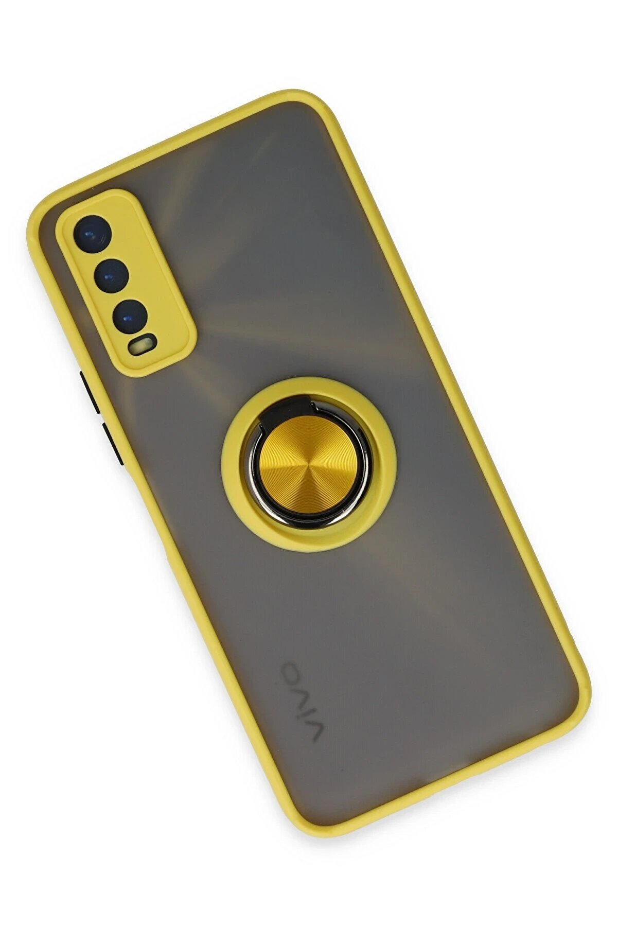 Vi̇vo Y11S Kılıf Montreal Y&uuml;z&uuml;kl&uuml; Si̇li̇kon Kapak - Sarı - Dropx9191-6296