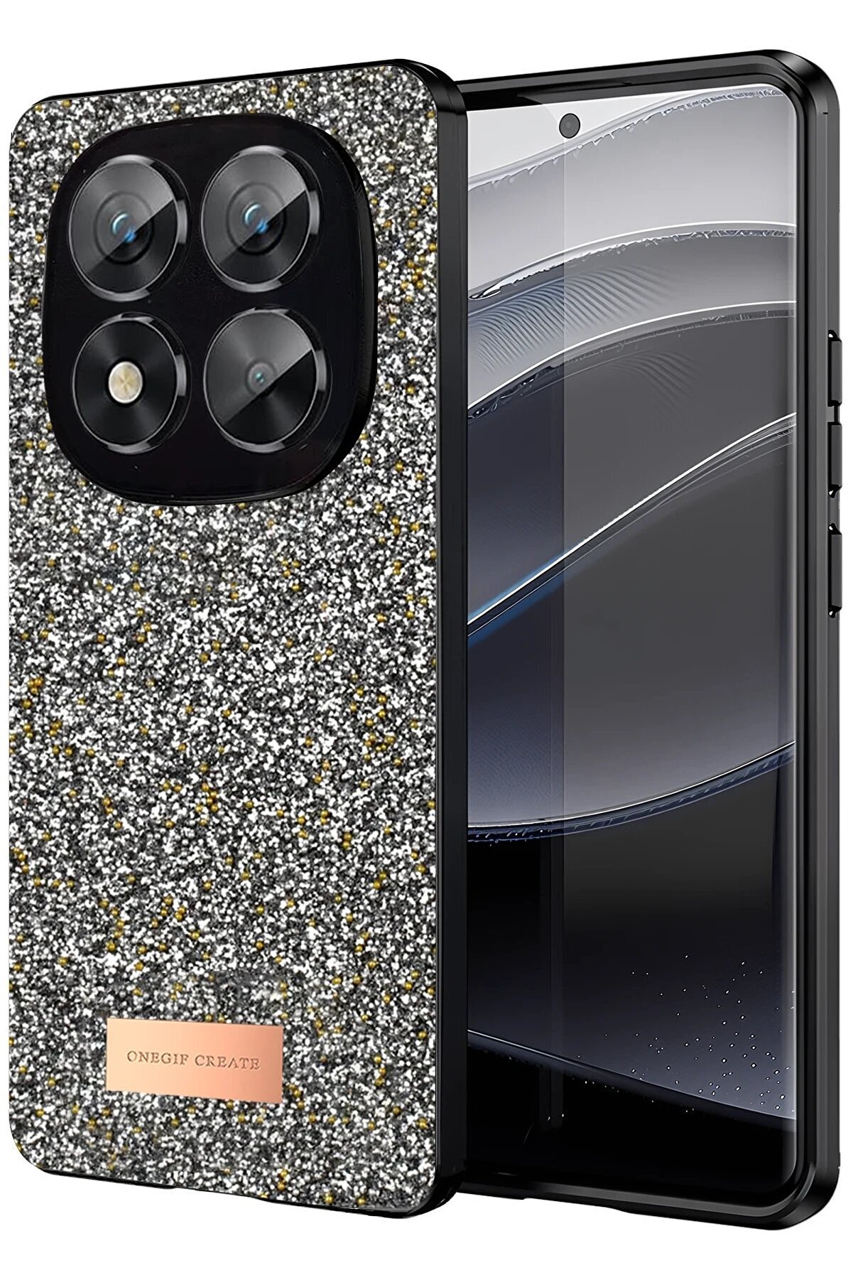 CepteToptan Xiaomi Redmi Note 14 Pro 5G Bright Simli Kapak - Gümüş - DROPX3090-9388